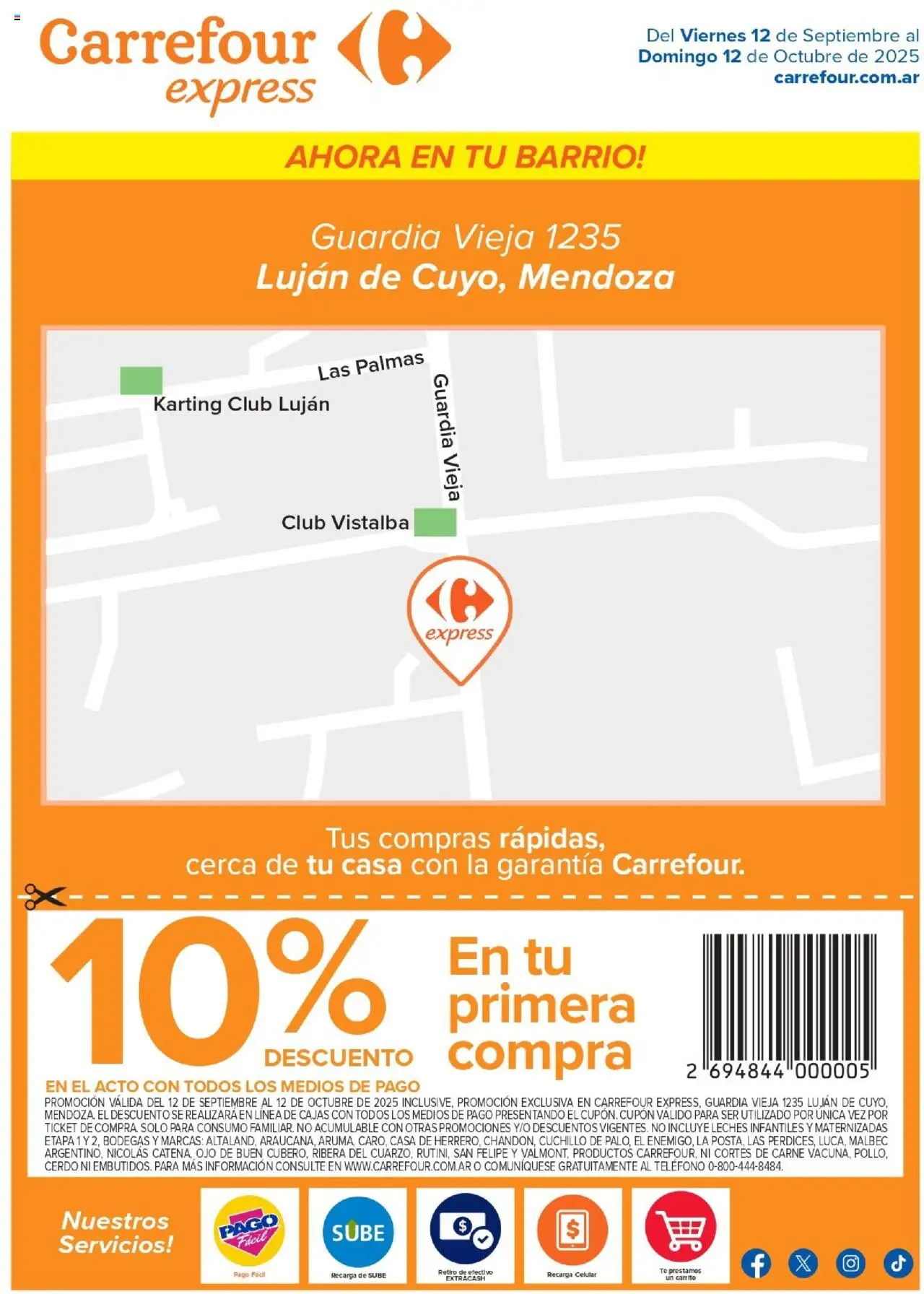 Carrefour - Guardia Vieja 1235, Luján de Cuyo, Mendoza │ válido desde el 12.09.2025 | Página: 1 | Productos: Teléfono, Cuchillo, Cerdo, Té