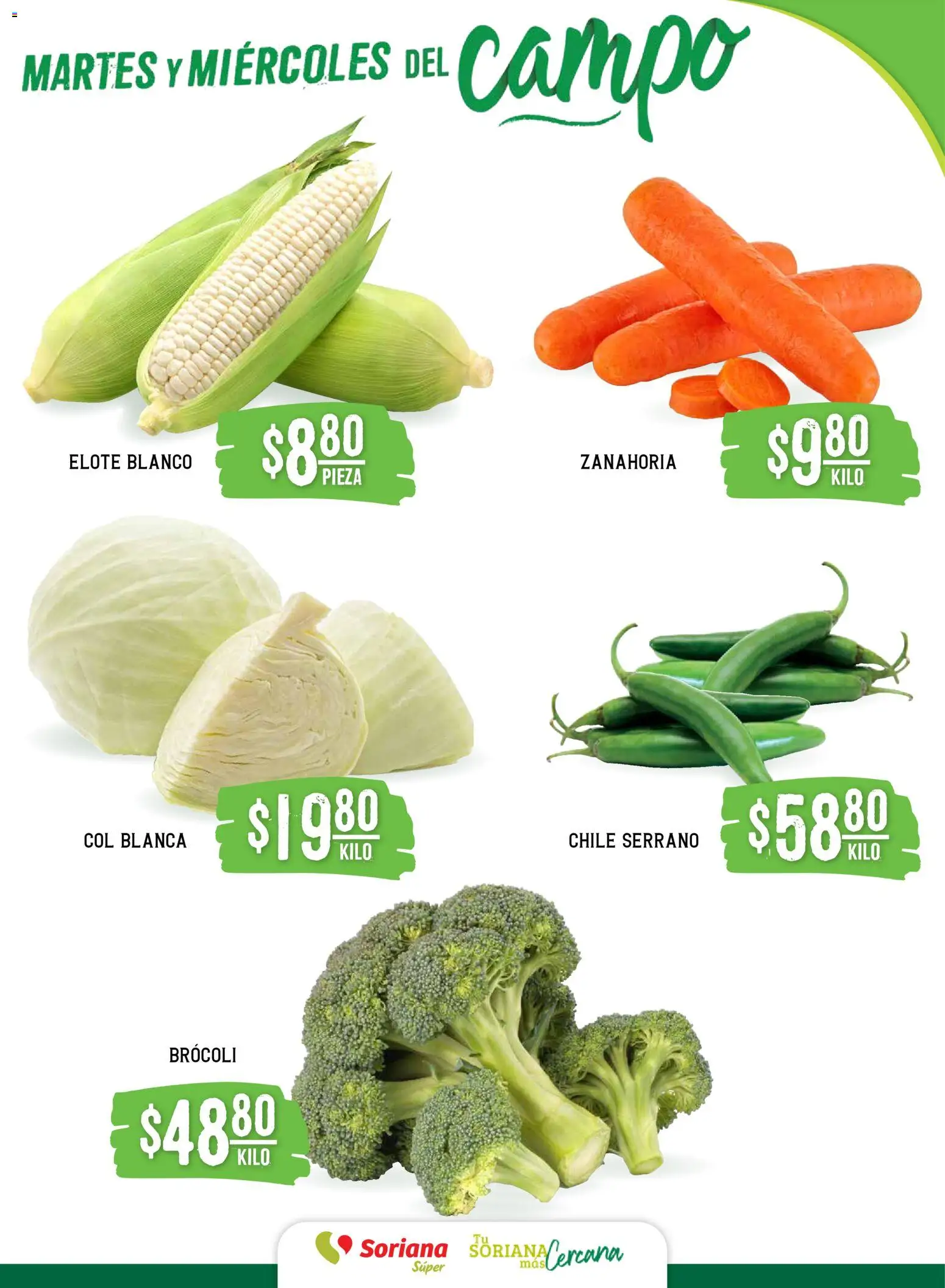 Nuevas ofertas de Soriana válidas en toda la República Mexicana desde el 11.11.2025. ¡Encuentra las mejores ofertas en Soriana - Martes y Miércoles del Campo Súper: Nuevo León, Ciudad Victoria y Tampico! | Página: 3 | Productos: Brocoli, Col, Zanahoria