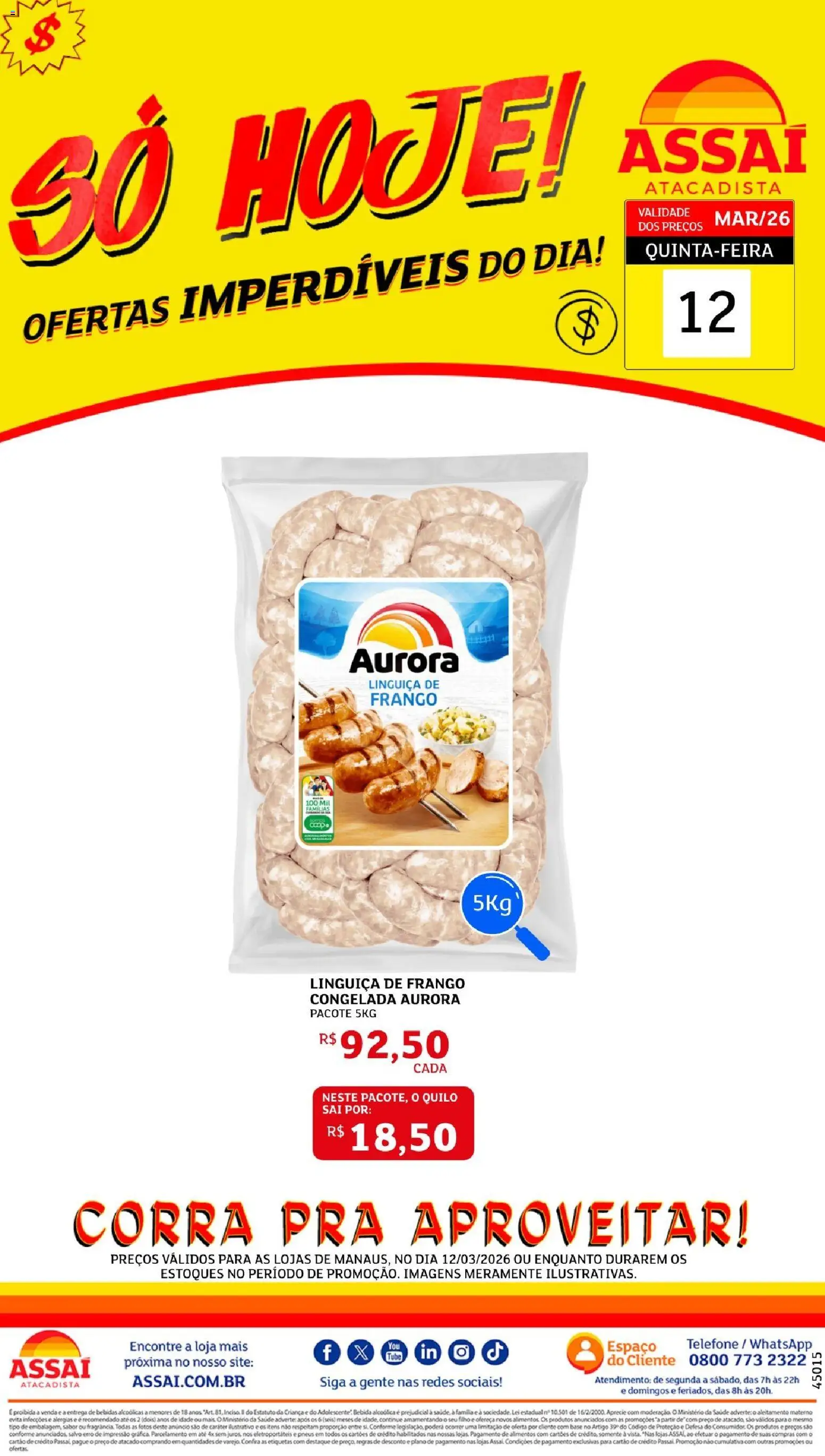 Assaí Atacadista Folheto - válido de 12.03.2026 | Página: 1 | Produtos: Linguiça, Pneus, Base, Frango