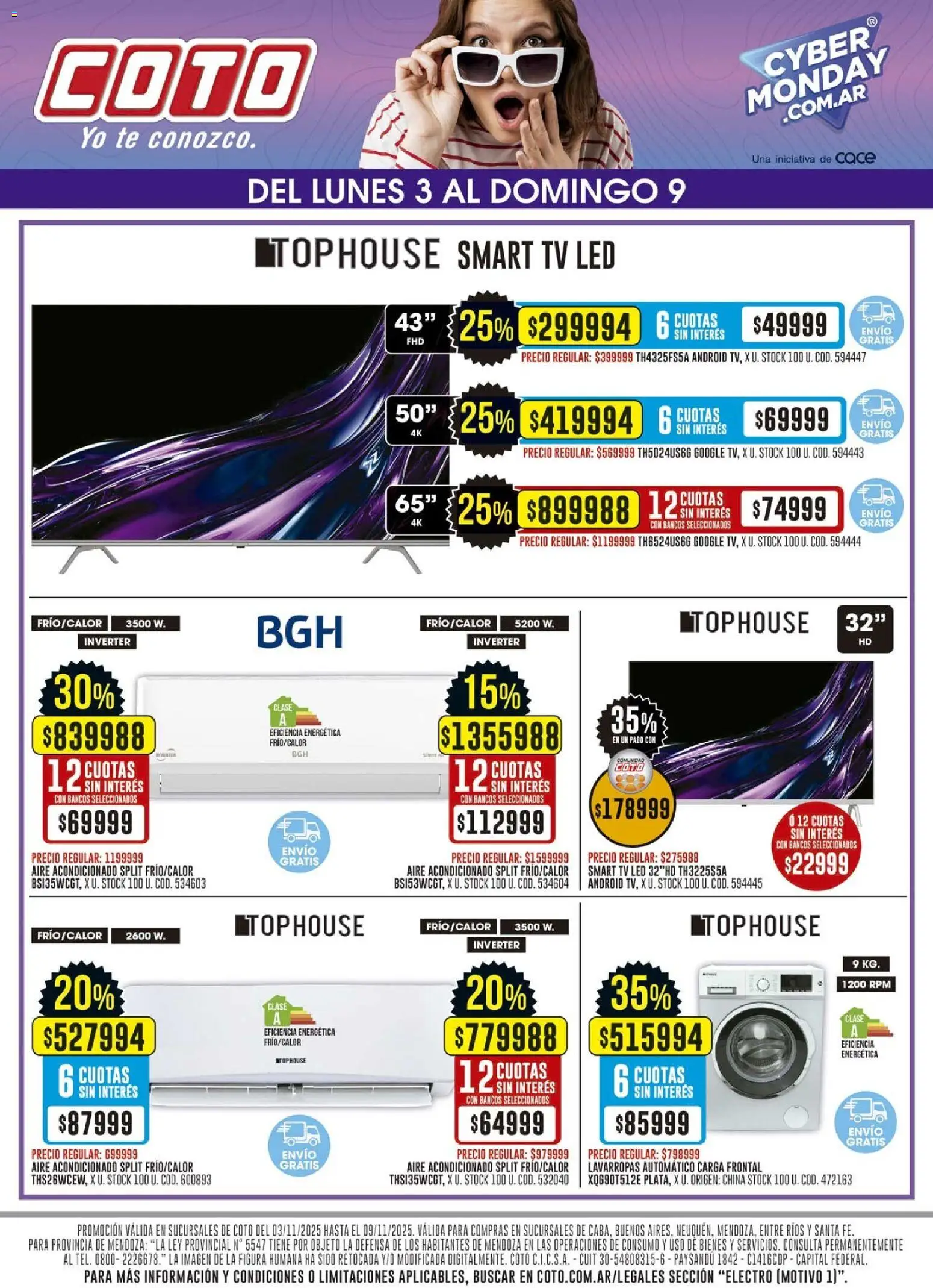 Coto - Electro Motivo │ válido desde el 03.11.2025 | Página: 1 | Productos: Aire acondicionado, Lavarropas, Té