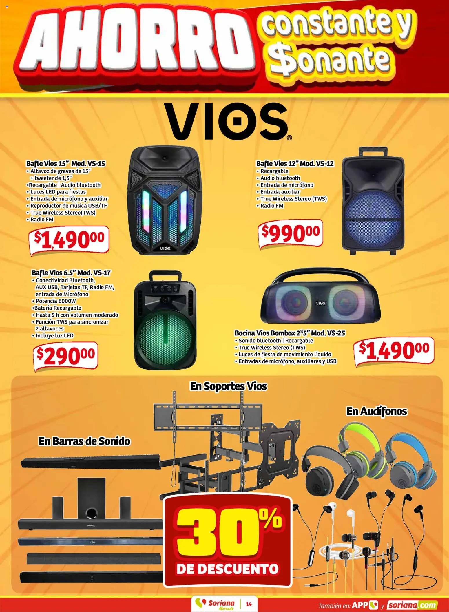 Nuevas ofertas de Soriana válidas en toda la República Mexicana desde el 15.01.2026. ¡Encuentra las mejores ofertas en Soriana - Pesito Valedor Mercado: Chih, Coah, Dur, NL, SLP, Tamps, Zac! | Página: 22 | Productos: Usb, Reproductor, Micrófono, Bocina