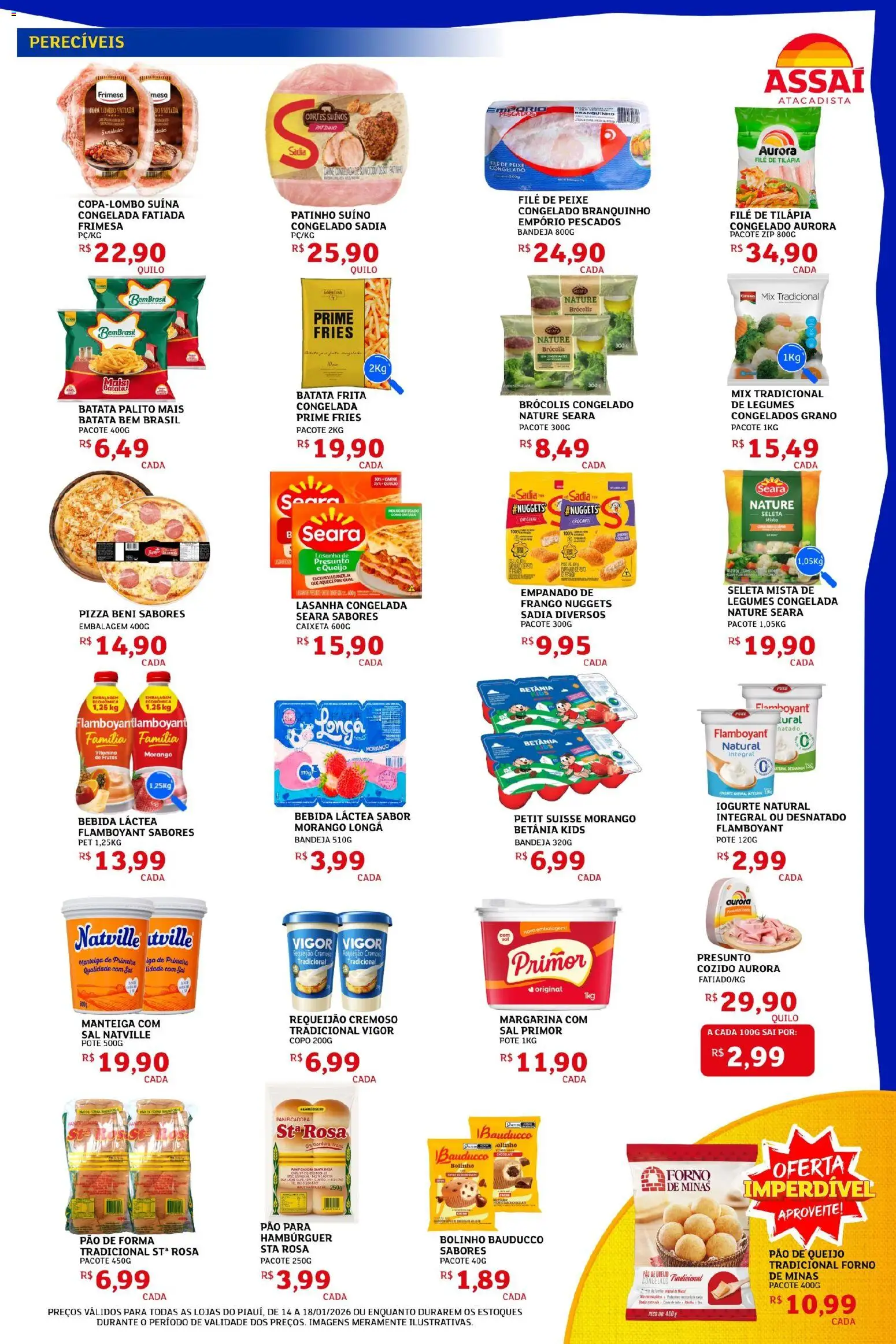 Assaí Atacadista Folheto - válido de 14.01.2026 | Página: 3 | Produtos: Queijo, Iogurte, Presunto, Hambúrguer