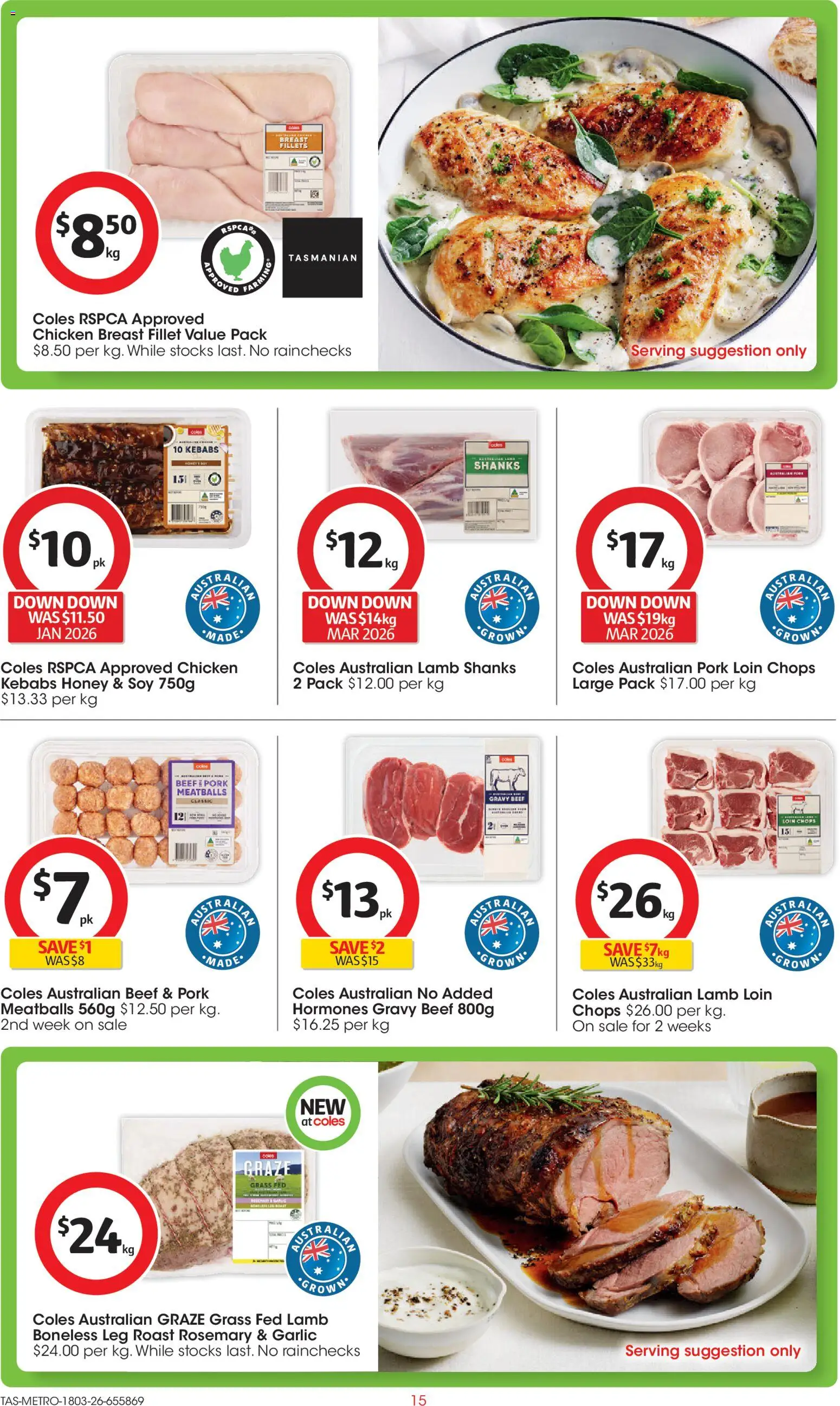 Coles catalogue - valid from 18.03.2026 | Page: 15 | Products: Honey, Chicken, Pork, Lamb