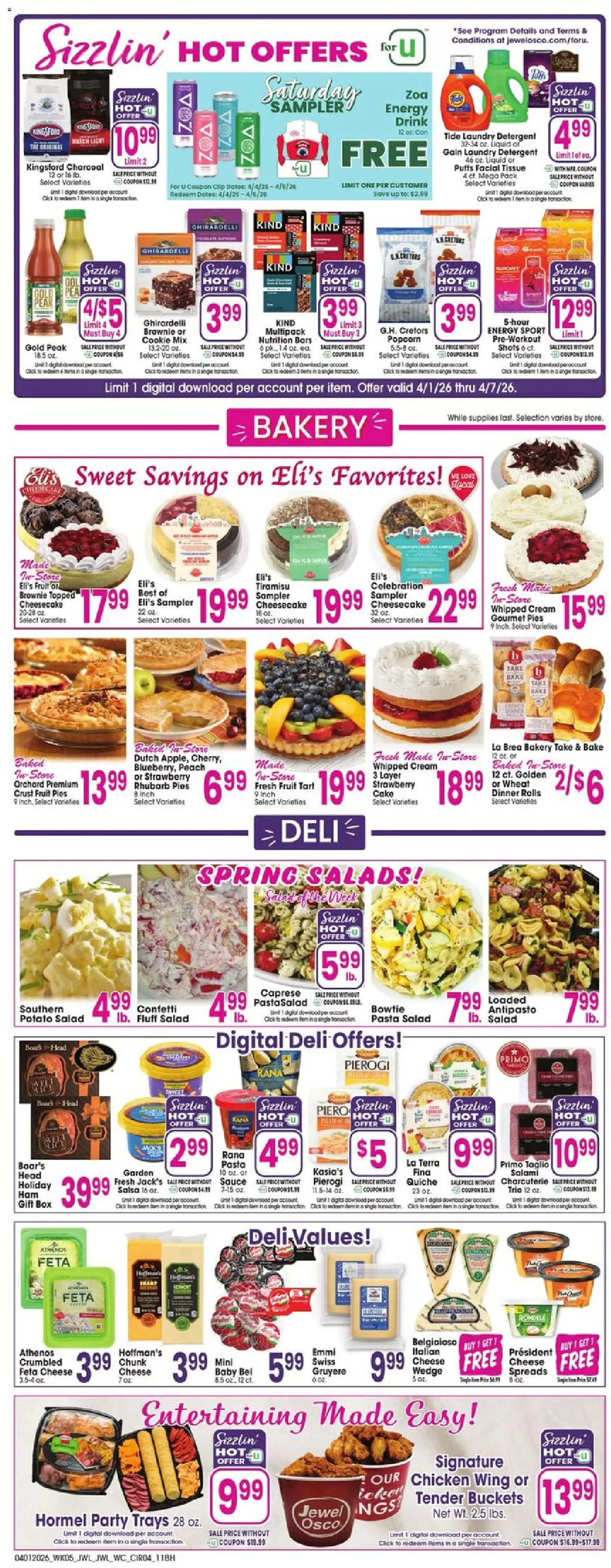 Jewel Osco Weekly Ad - valid from 01.04.2026 | Page: 4 | Products: Pin, Cream, Salad, Sauce