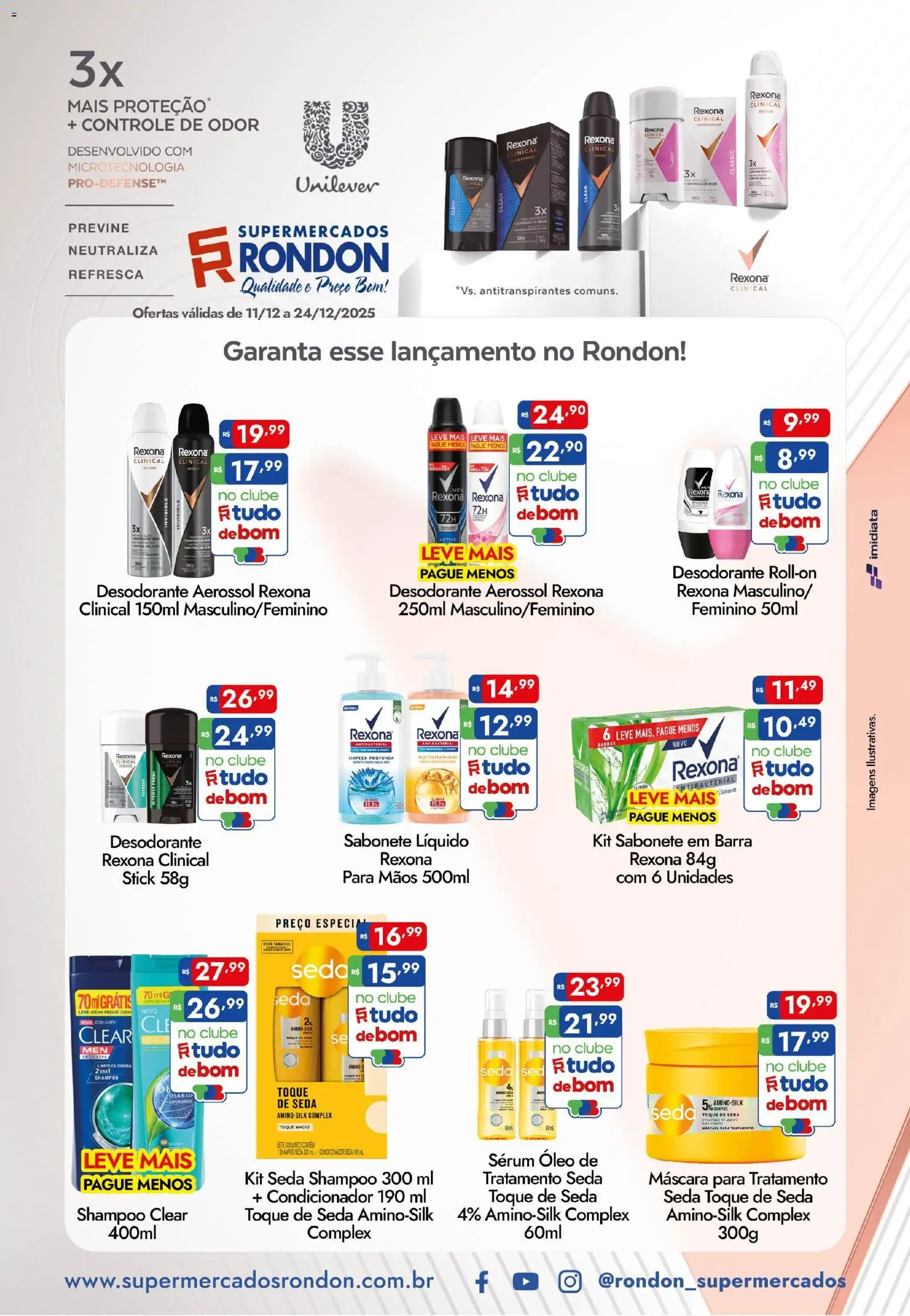 Supermercados Rondon Folheto - válido de 11.12.2025 | Página: 1 | Produtos: Condicionador, Óleo, Rexona, Sabonete líquido