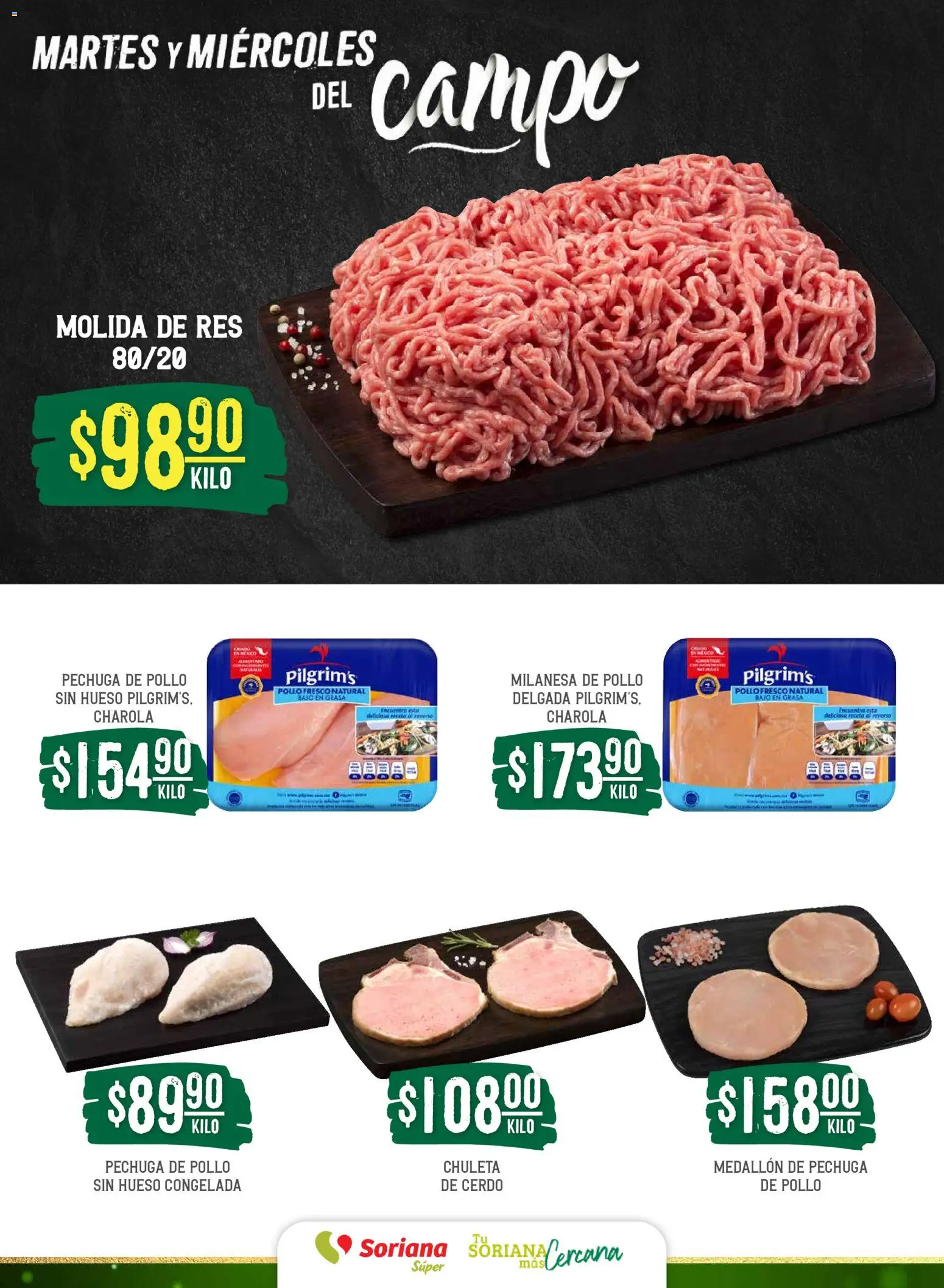 Nuevas ofertas de Soriana válidas en toda la República Mexicana desde el 02.12.2025. ¡Encuentra las mejores ofertas en Soriana - Martes y Miércoles del Campo Súper: Ags, Nay, Jal, Qro, Col, Mich, Gto, Hgo, Tlax, Mor, Pue, Gro, Oax, Edo. de Mex, Vall! | Página: 4 | Productos: Pollo, Milanesa, Cerdo, Res