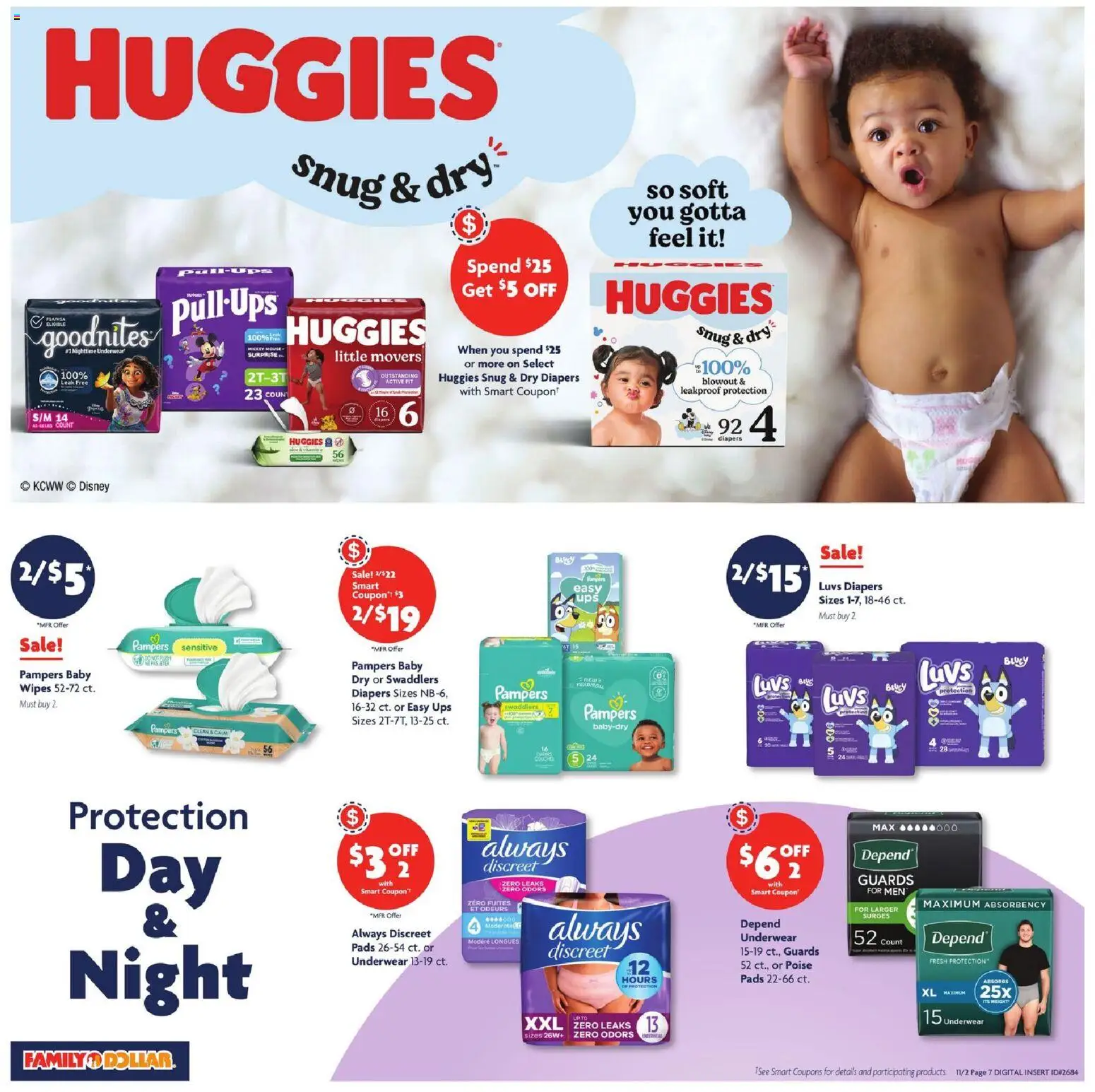 Family Dollar Weekly Ad - valid from 02.11.2025 | Page: 11 | Products: Pads, Underwear, UPS, Weight
