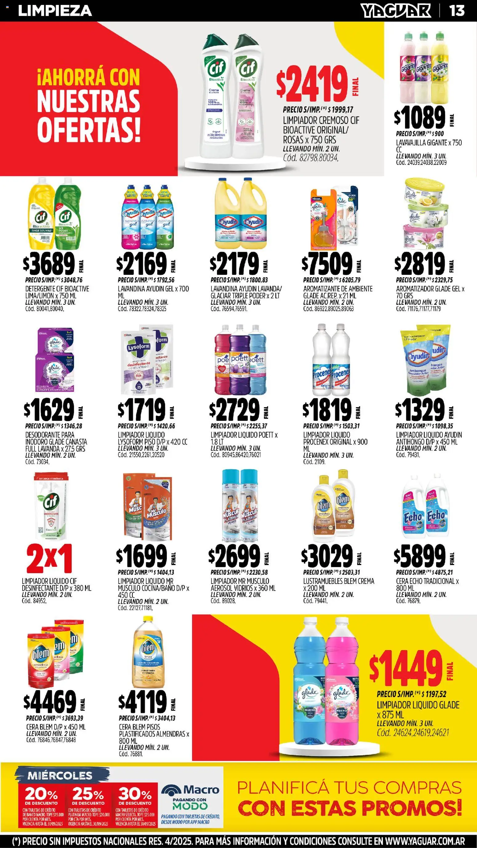 Yaguar - Neuquén │ válido desde el 27.10.2025 | Página: 13 | Productos: Banco, Inodoro, Desodorante, Detergente