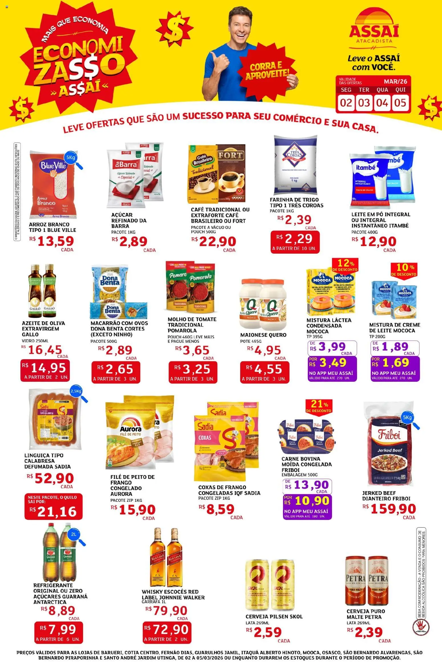 Assaí Atacadista Folheto - válido de 02.03.2026 | Página: 1 | Produtos: Guaraná, Arroz, Macarrão, Carne