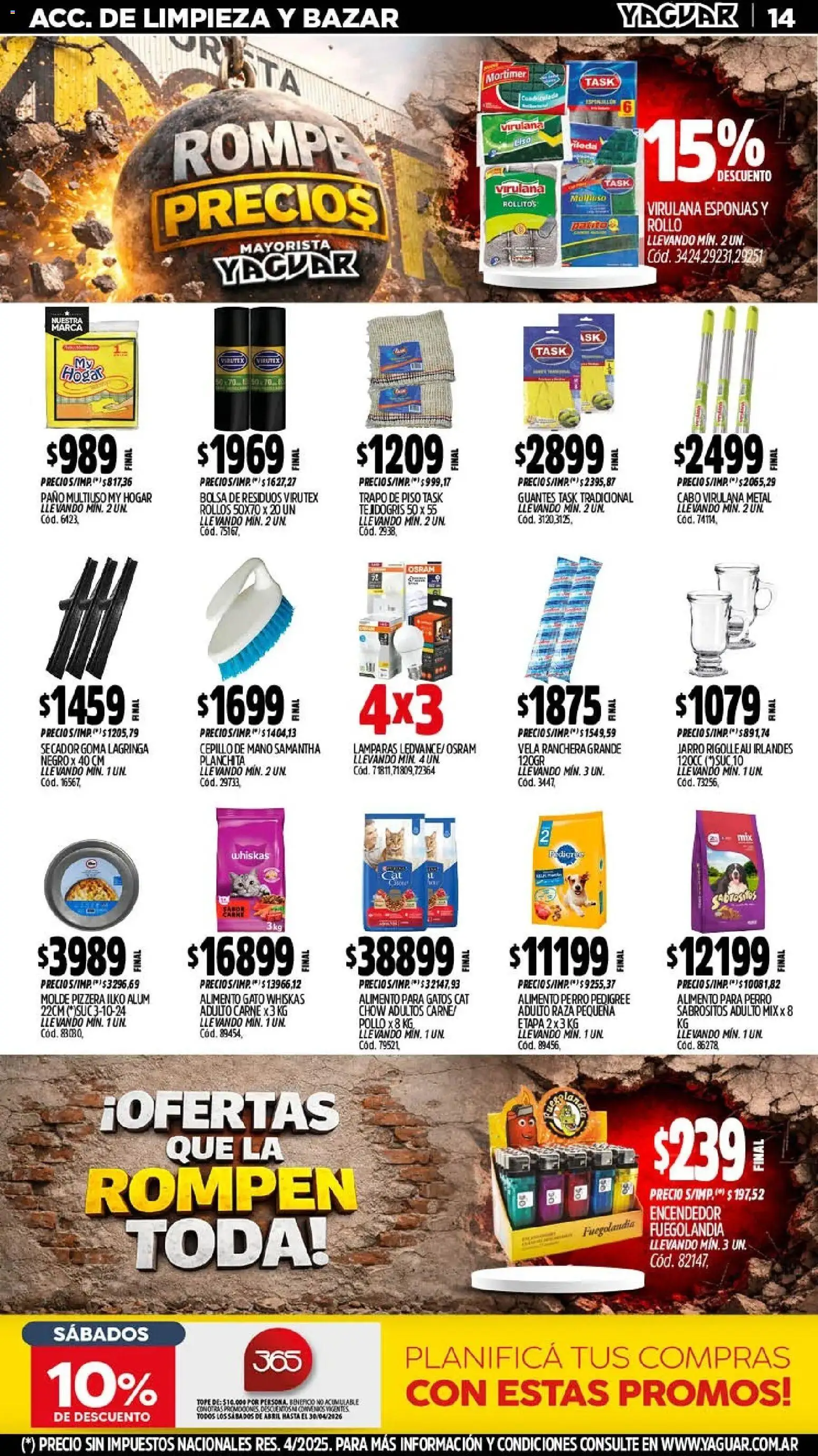 Yaguar - Oferta Semanal General Roca │ válido desde el 06.04.2026 | Página: 15 | Productos: Pizzera, Bolsa, Molde, Cepillo