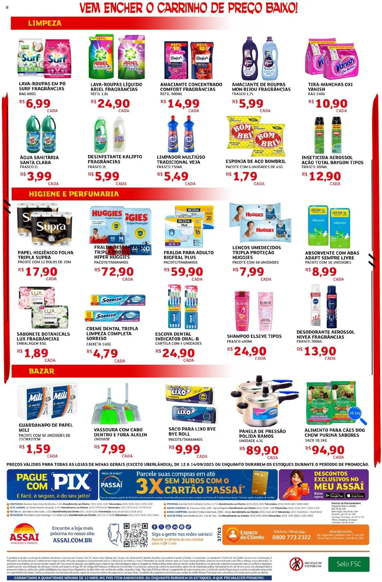 Assaí Atacadista Folheto - válido de 12.09.2025 | Página: 4 | Produtos: Amaciante de roupas, Base, Baixo, Vassoura
