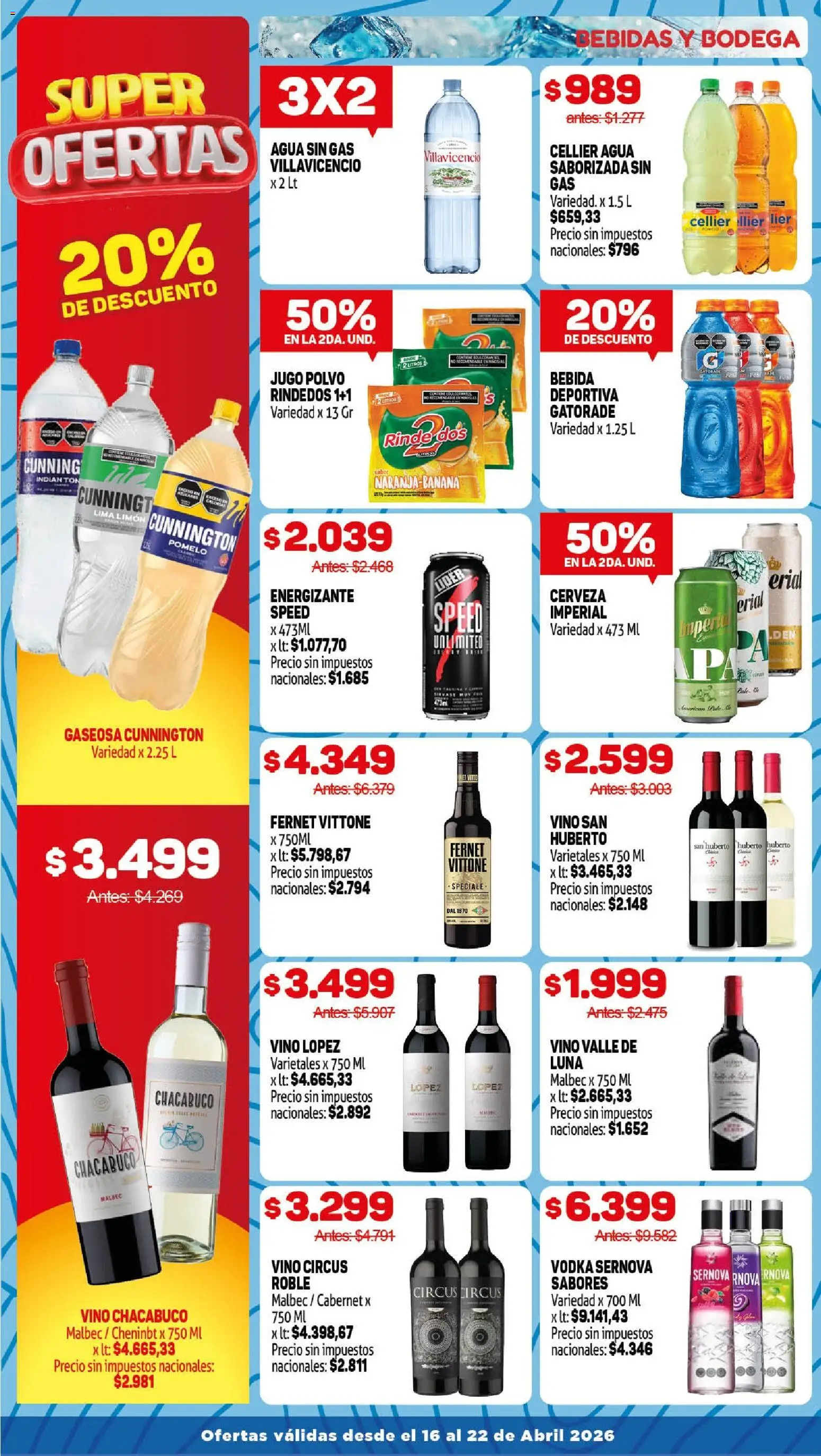Makro Ofertas ALCANZA │ válido desde el 16.04.2026 | Página: 10 | Productos: Fernet, Gaseosa, Pomelo, Agua saborizada