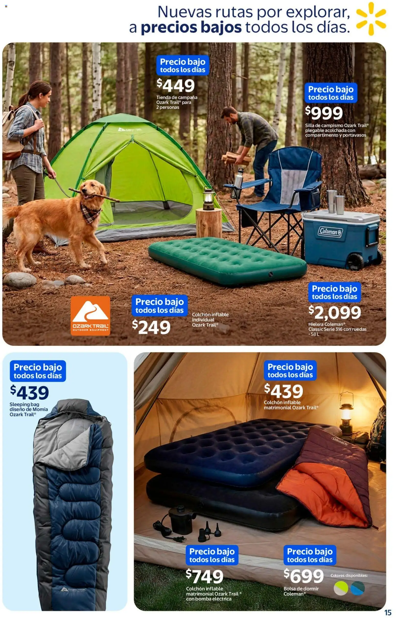 Nuevas ofertas de Walmart válidas en toda la República Mexicana desde el 05.03.2026. ¡Encuentra las mejores ofertas en Walmart folleto Sol, arena y bronceador a precios bajos! | Página: 15 | Productos: Silla, Hielera, Bolsa de dormir, Colchón inflable