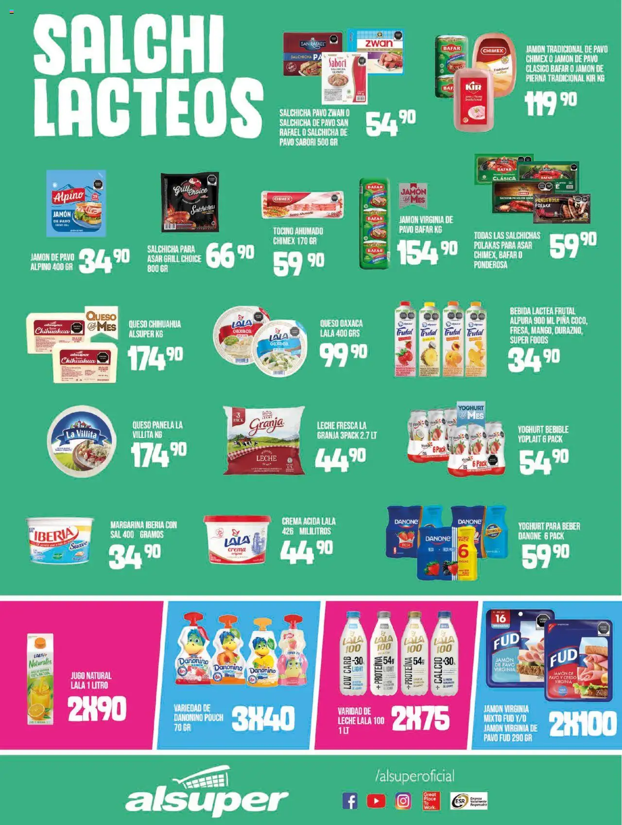 Nuevas ofertas de Alsuper válidas en toda la República Mexicana desde el 01.08.2025. ¡Encuentra las mejores ofertas en Alsuper - Folleto - Durango! | Página: 3 | Productos: Tocino, Crema, Queso, Jamón