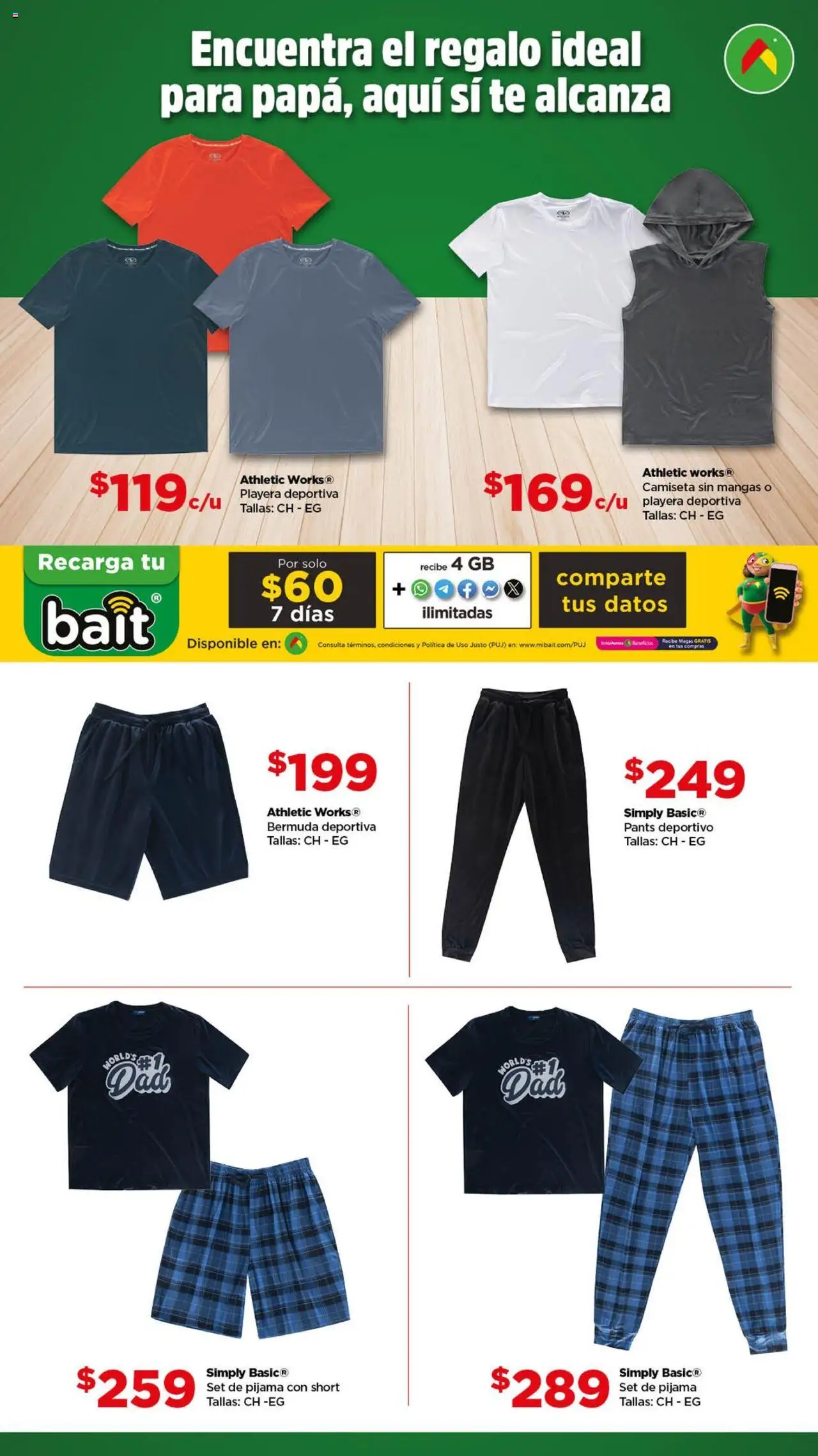 Nuevas ofertas de Bodega Aurrerá válidas en toda la República Mexicana desde el 05.06.2025. ¡Encuentra las mejores ofertas en Bodega Aurrerá folleto Celebrar al más Padre! | Página: 7 | Productos: Short, Té, Camiseta, Pants
