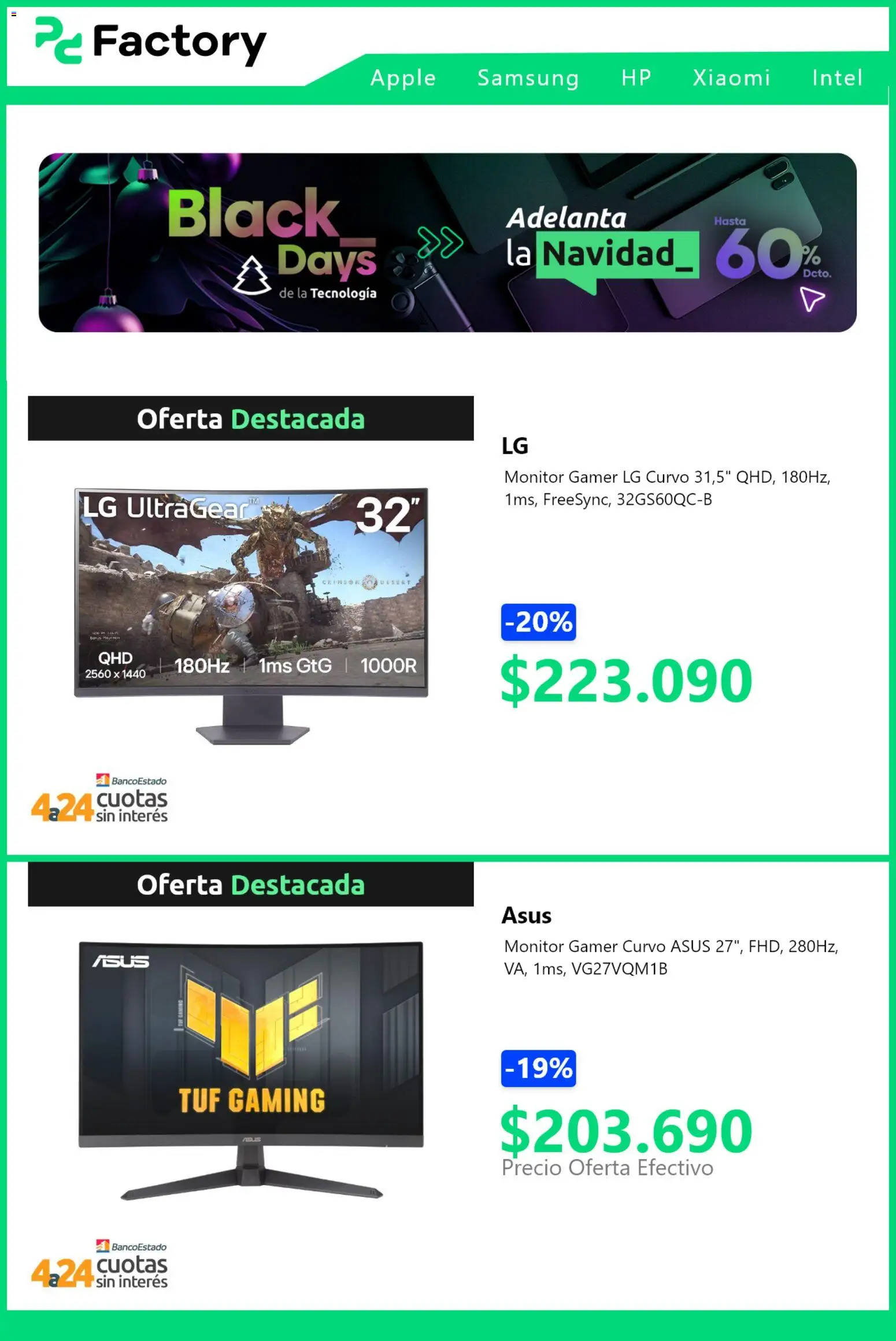 Black Friday PC Factory │ válido desde el 26.11.2025 | Página: 4 | Productos: Monitor