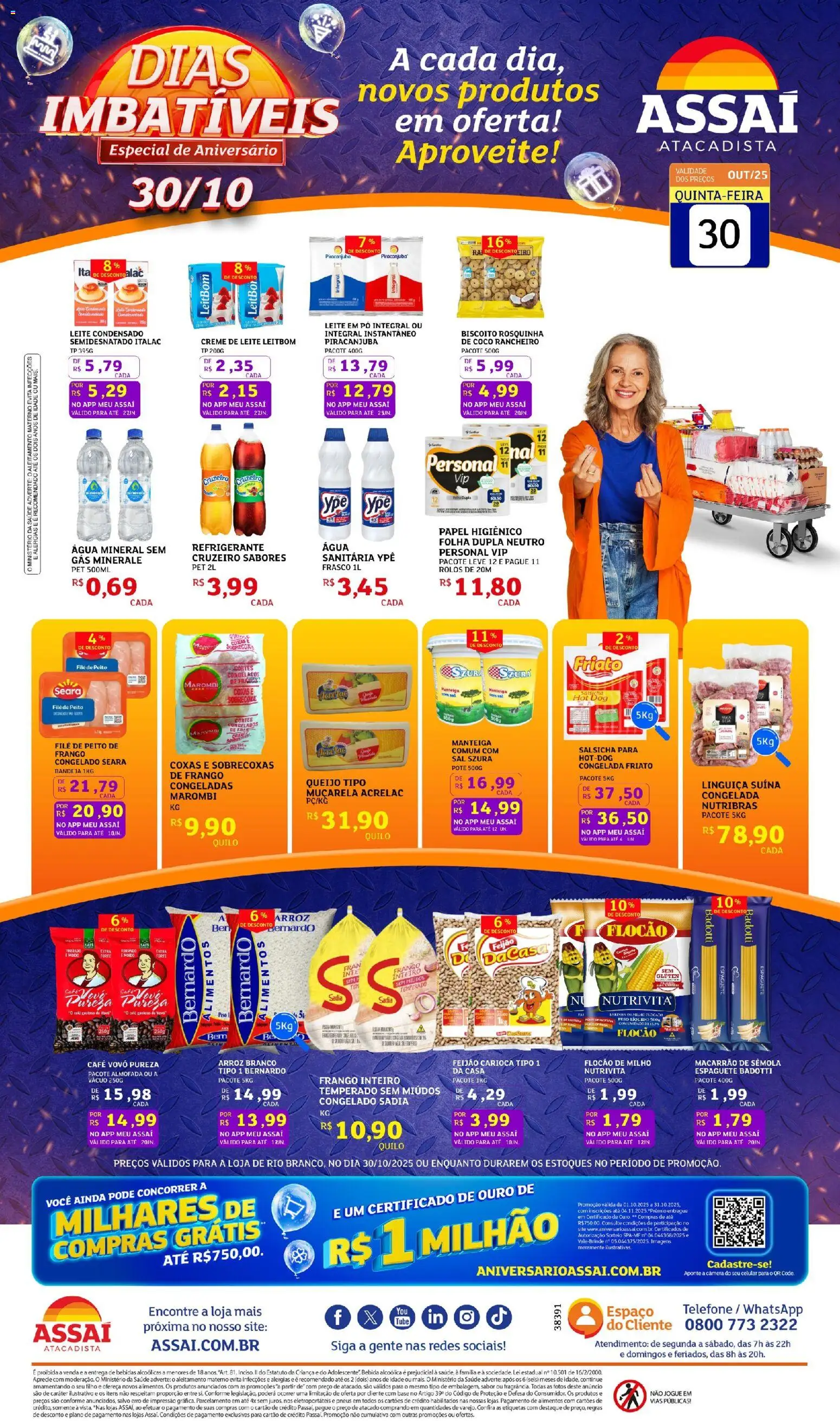 Assaí Atacadista Folheto - válido de 30.10.2025 | Página: 1 | Produtos: Celular, Linguiça, Muçarela, Creme