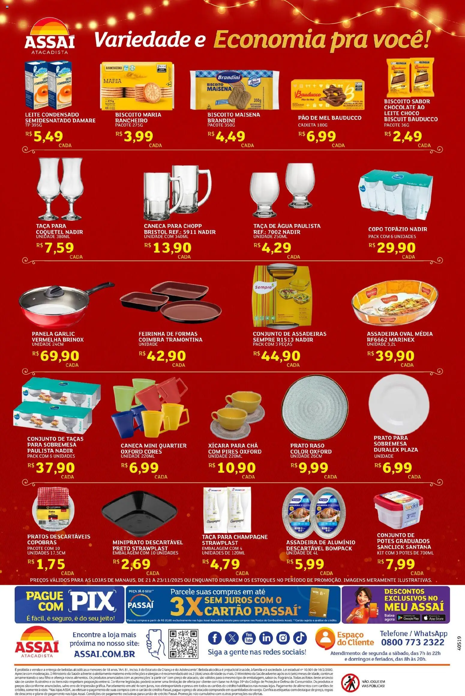 Assaí Atacadista Folheto - válido de 21.11.2025 | Página: 2 | Produtos: Taças, Pão, Bebida, Telefone