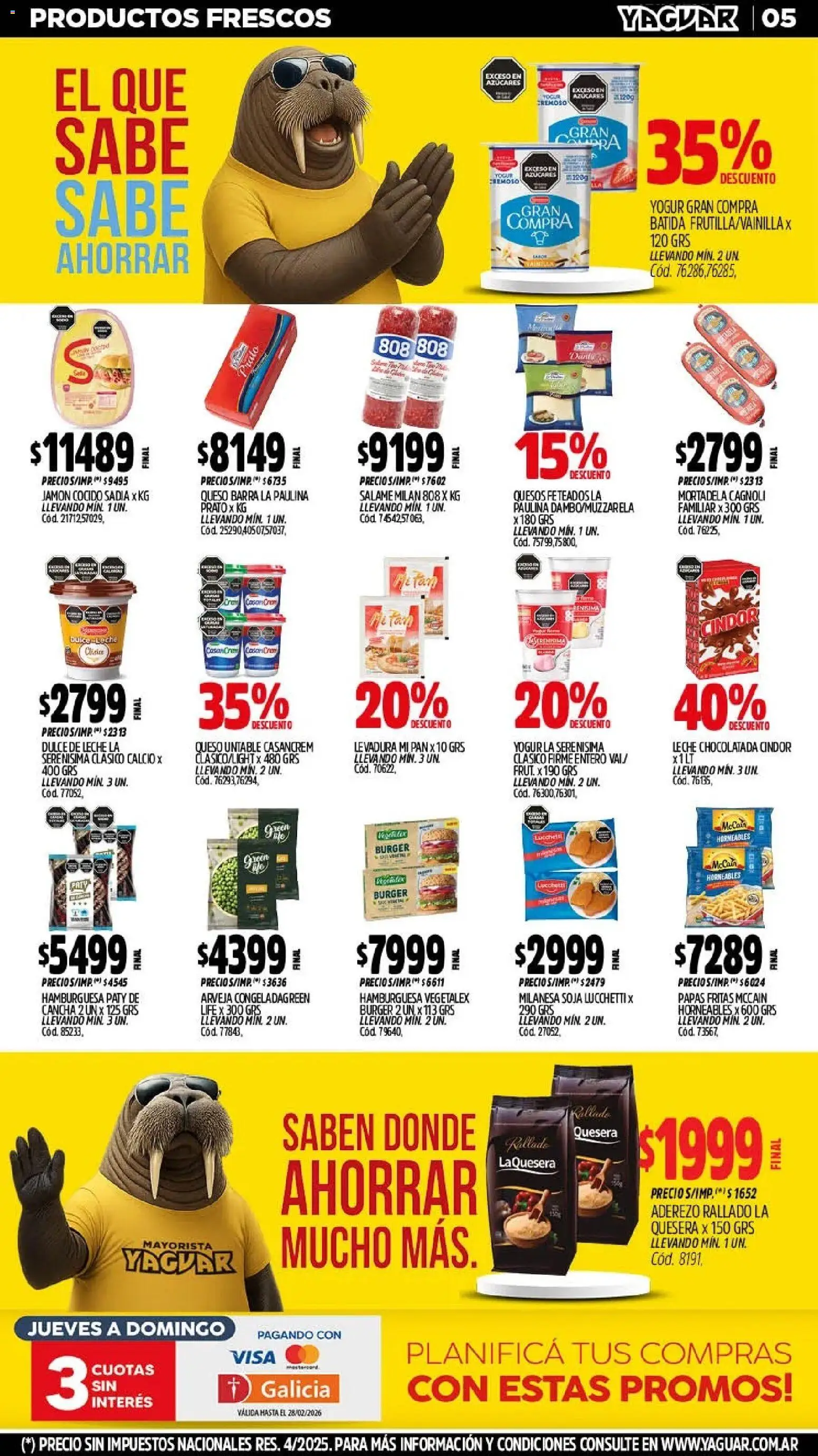 Yaguar - Oferta Semanal Mar del Plata │ válido desde el 02.02.2026 | Página: 4 | Productos: Milanesa, Leche, Yogur, Chocolatada