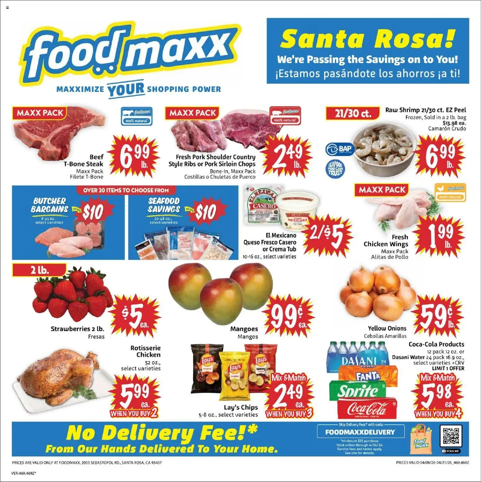 FoodMaxx Weekly Ad - valid from 08.04.2026 | Page: 1 | Products: Pork, Strawberries, Water, Seafood