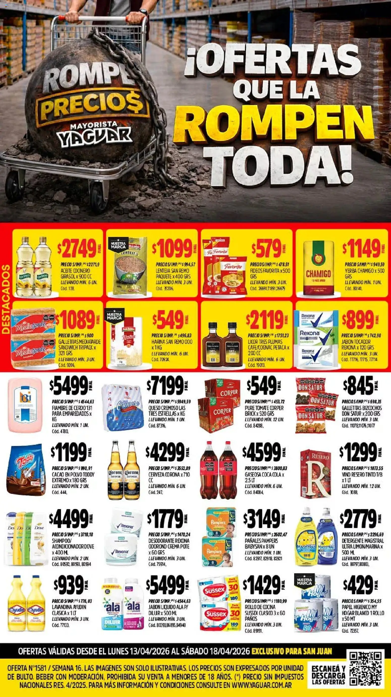 Yaguar - Oferta Semanal San Juan │ válido desde el 13.04.2026 | Página: 1 | Productos: Polvo, Jabón líquido, Detergente, Pañales