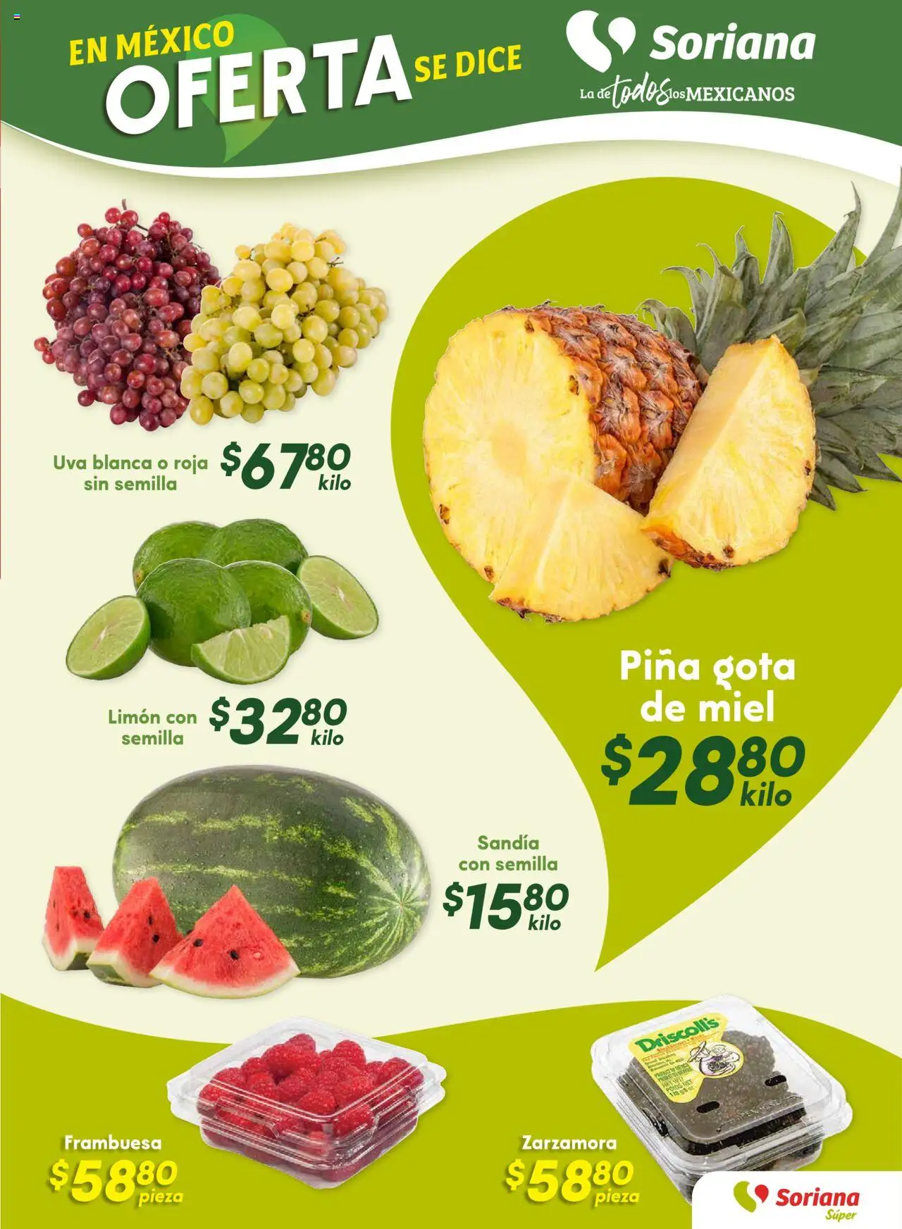 Nuevas ofertas de Soriana válidas en toda la República Mexicana desde el 16.10.2025. ¡Encuentra las mejores ofertas en Soriana - Fin de Semana Súper: Tijuana, Mexicali, Ensenada, San Luis Río Colorado y Tecate! | Página: 7 | Productos: Sandía, Limón, Uva, Piña