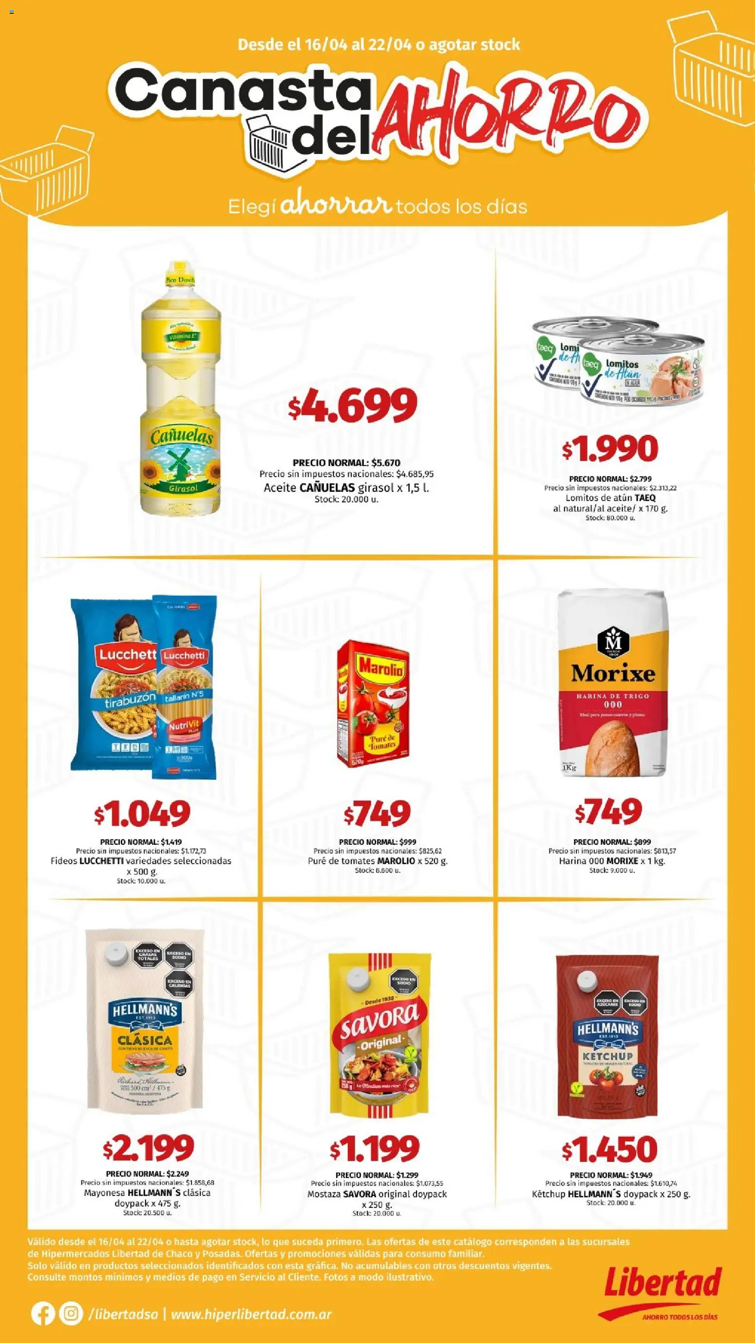 Hipermercado Libertad - CANASTA │ válido desde el 16.04.2026 | Página: 1 | Productos: Harina, Mostaza, Atún, Fideos