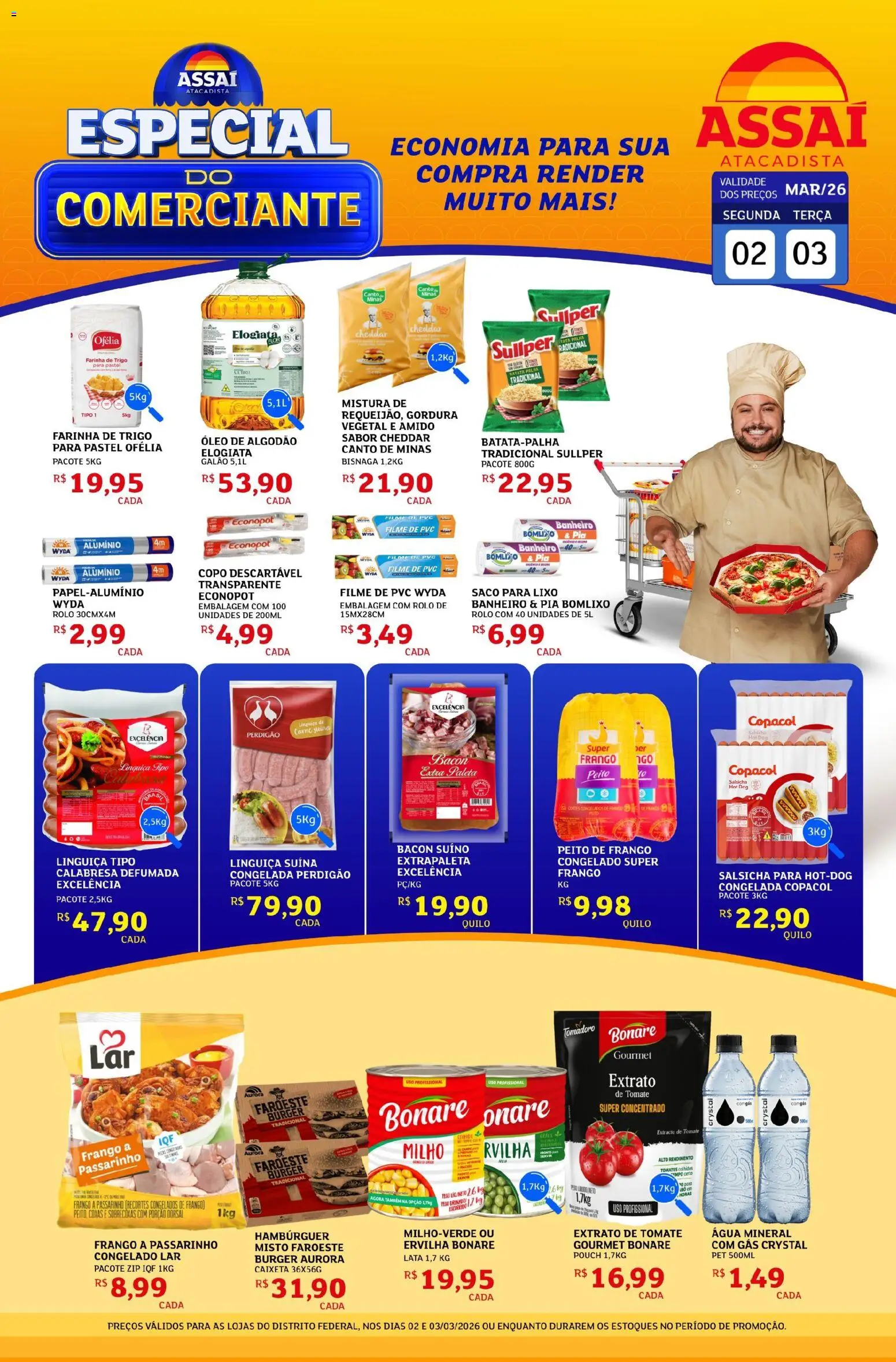 Assaí Atacadista Folheto - válido de 02.03.2026 | Página: 1 | Produtos: Tomates, Hambúrguer, Batata, Peito de frango