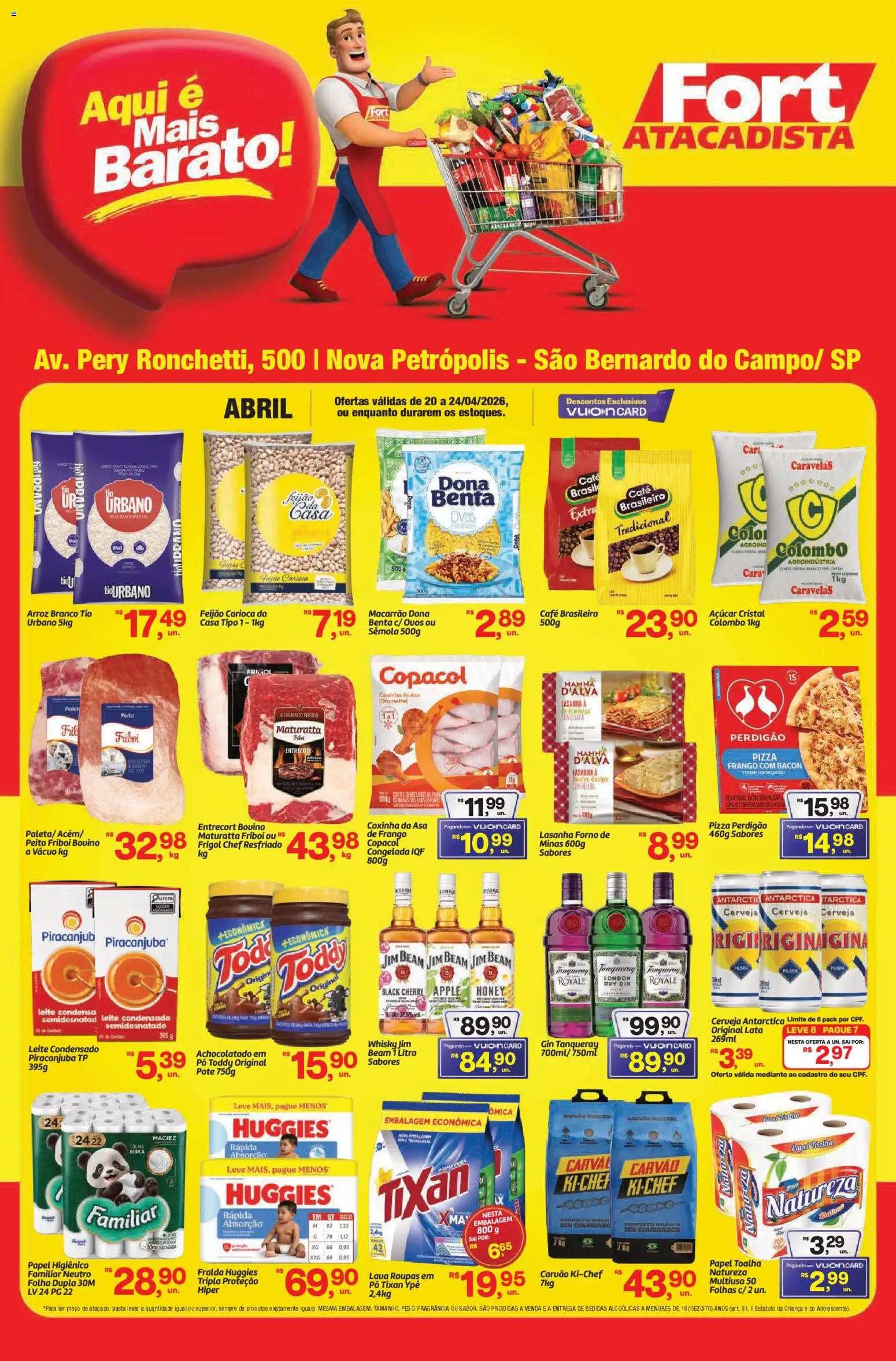 Fort Atacadista Folheto - válido de 20.04.2026 | Página: 1 | Produtos: Whisky, Achocolatado, Açúcar, Papel higiênico