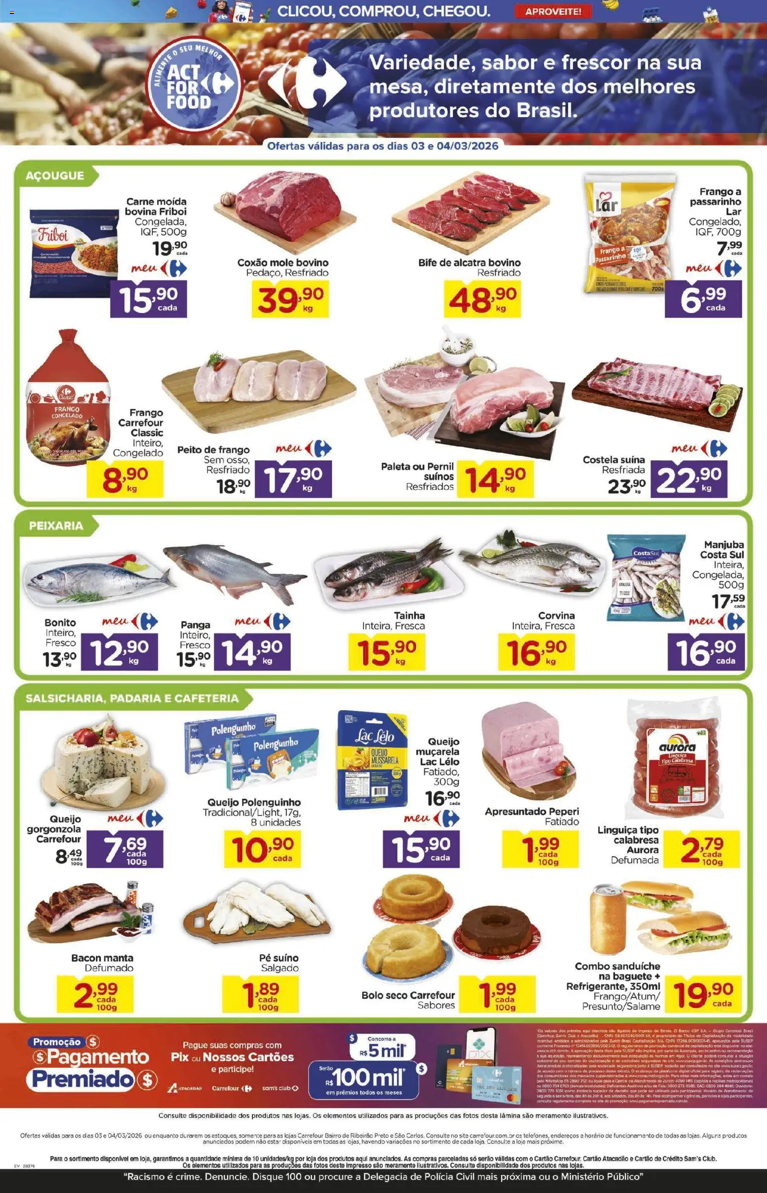 Carrefour Bairro Folheto - válido de 03.03.2026 | Página: 2 | Produtos: Pernil, Queijo, Bolo, Frango