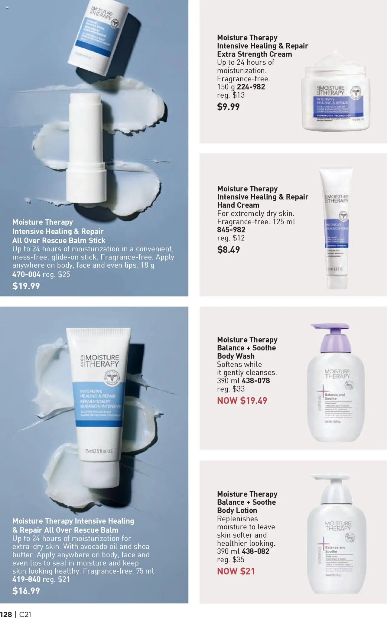 Avon flyer valid from 09.10.2025 | Page: 128 | Products: Body lotion, Hand cream, Body wash, Oil