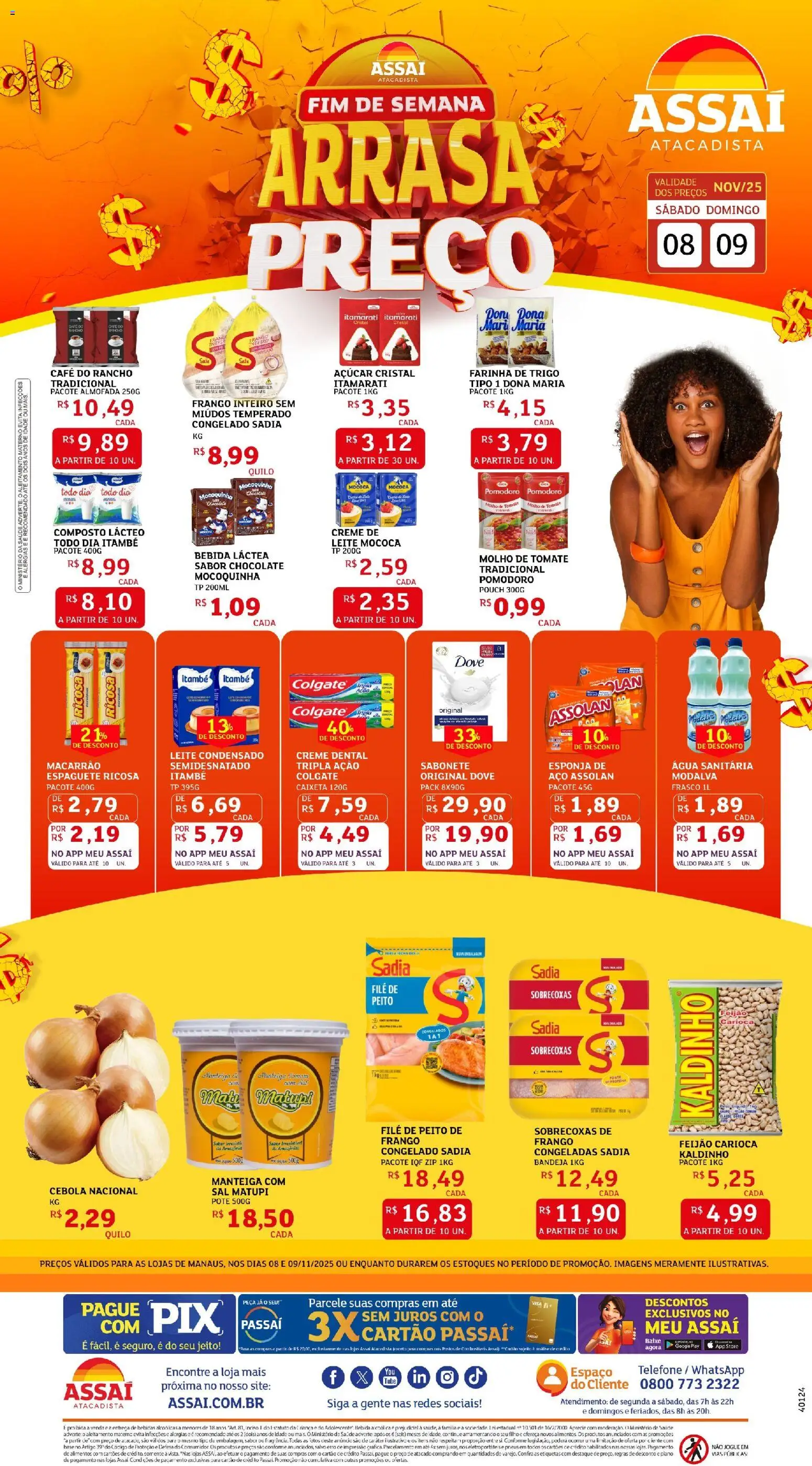 Assaí Atacadista Folheto - válido de 08.11.2025 | Página: 1 | Produtos: Espaguete, Esponja, Molho de tomate, Creme