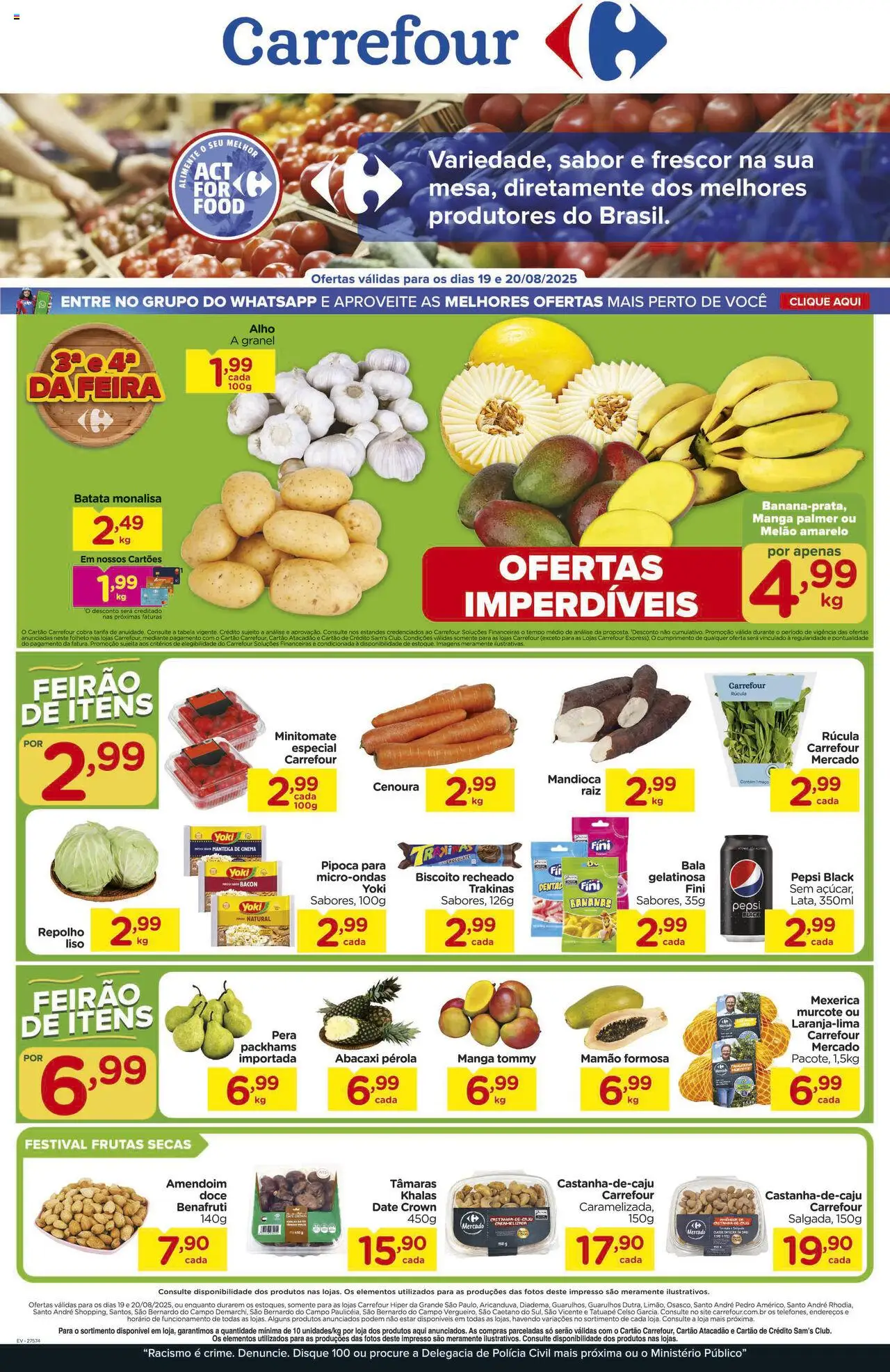 Carrefour Folheto - válido de 19.08.2025 | Página: 1 | Produtos: Tâmaras, Biscoito, Manteiga, Biscoito recheado