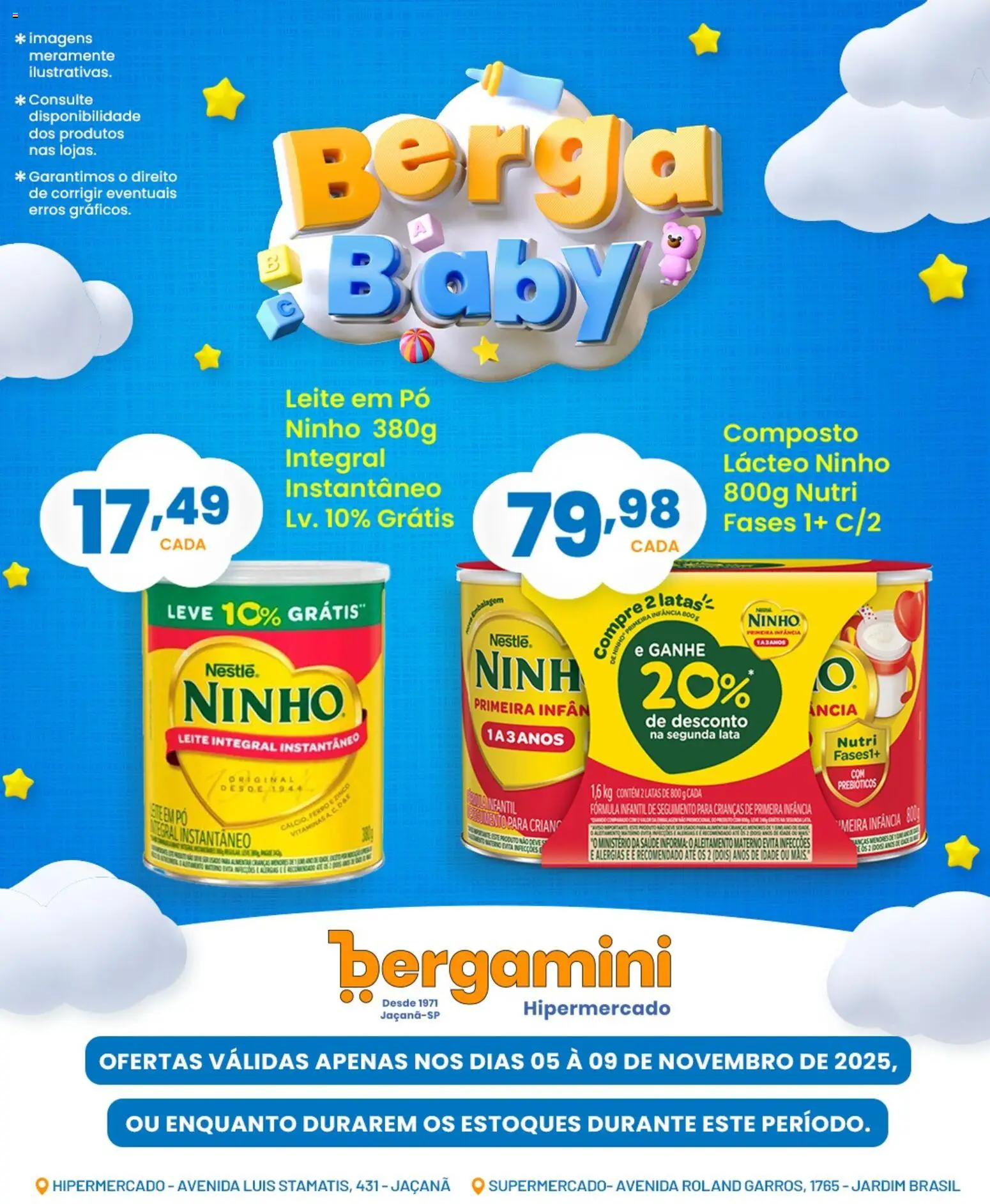 Supermercado Bergamini Folheto - válido de 05.11.2025 | Página: 1 | Produtos: Ferro, Leite integral, Leite, Leite em pó