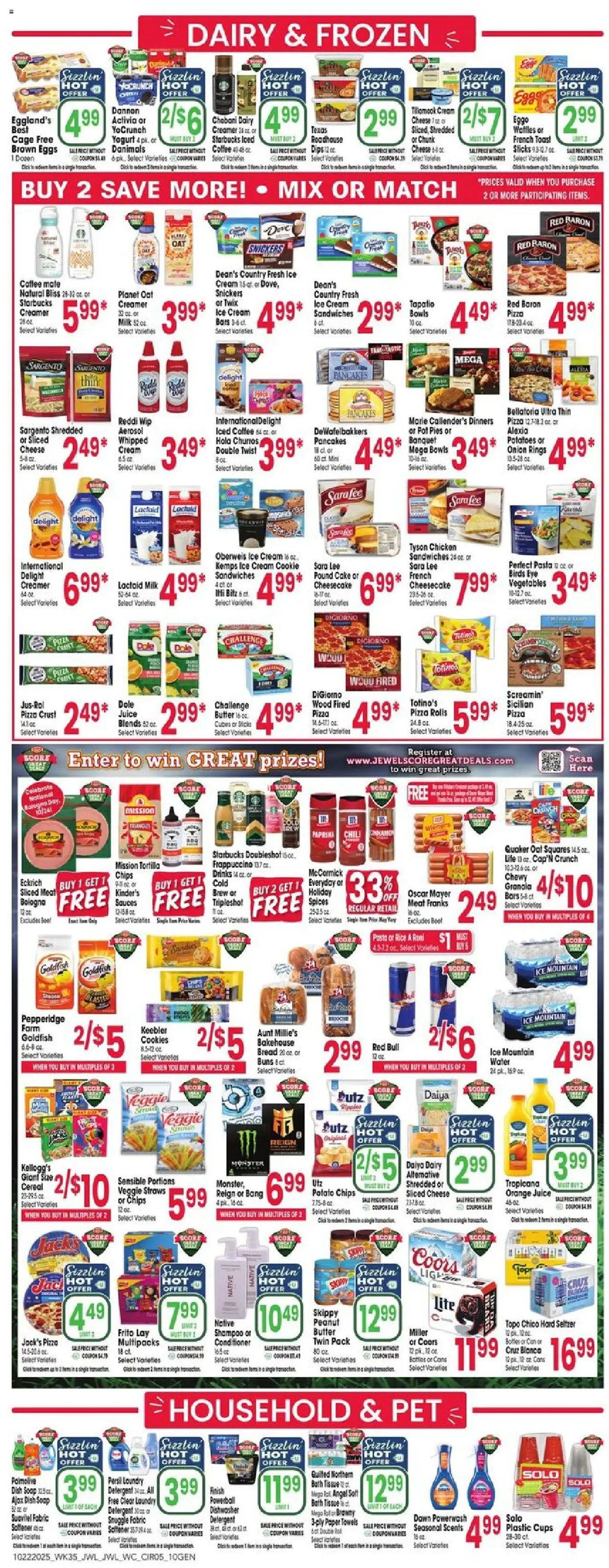 Jewel Osco Weekly Ad - IL - valid from 22.10.2025 | Page: 5 | Products: Bread, Pizza, Detergent, Cream