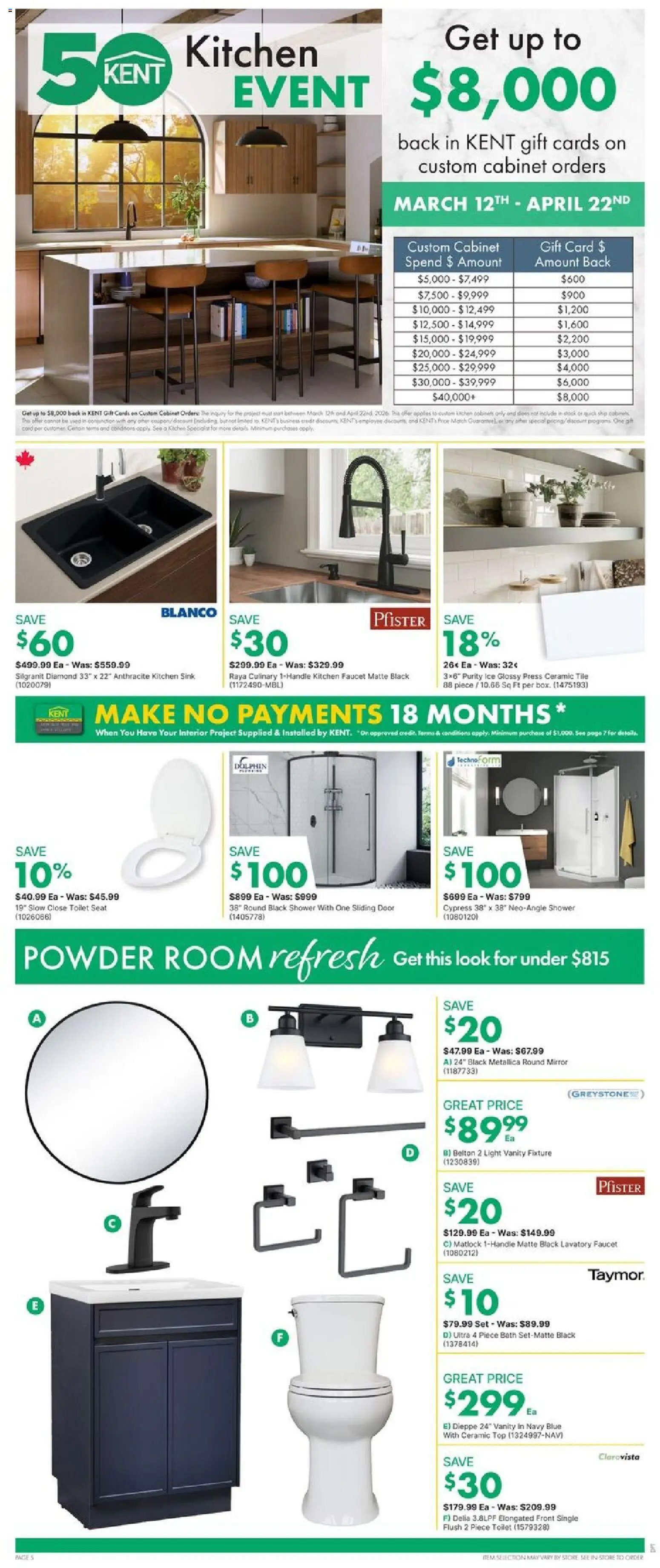 Kent flyer valid from 19.03.2026 | Page: 5 | Products: Powder, Cabinet, Bath, Shower