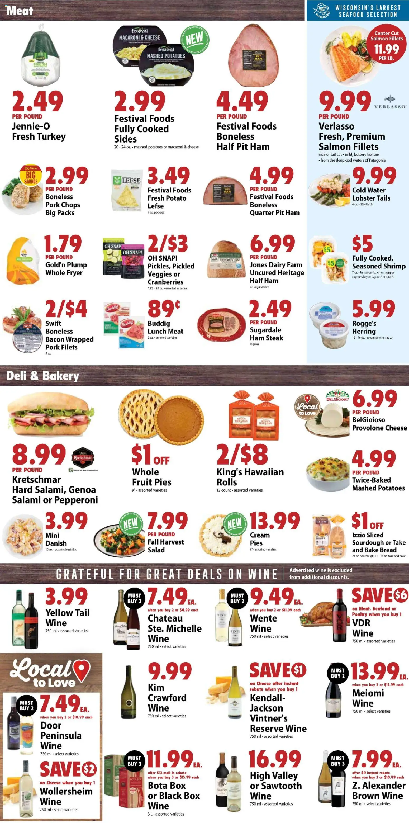 Festival Foods Weekly Ad - valid from 19.11.2025 | Page: 3 | Products: Wine, Potatoes, Water, Poultry