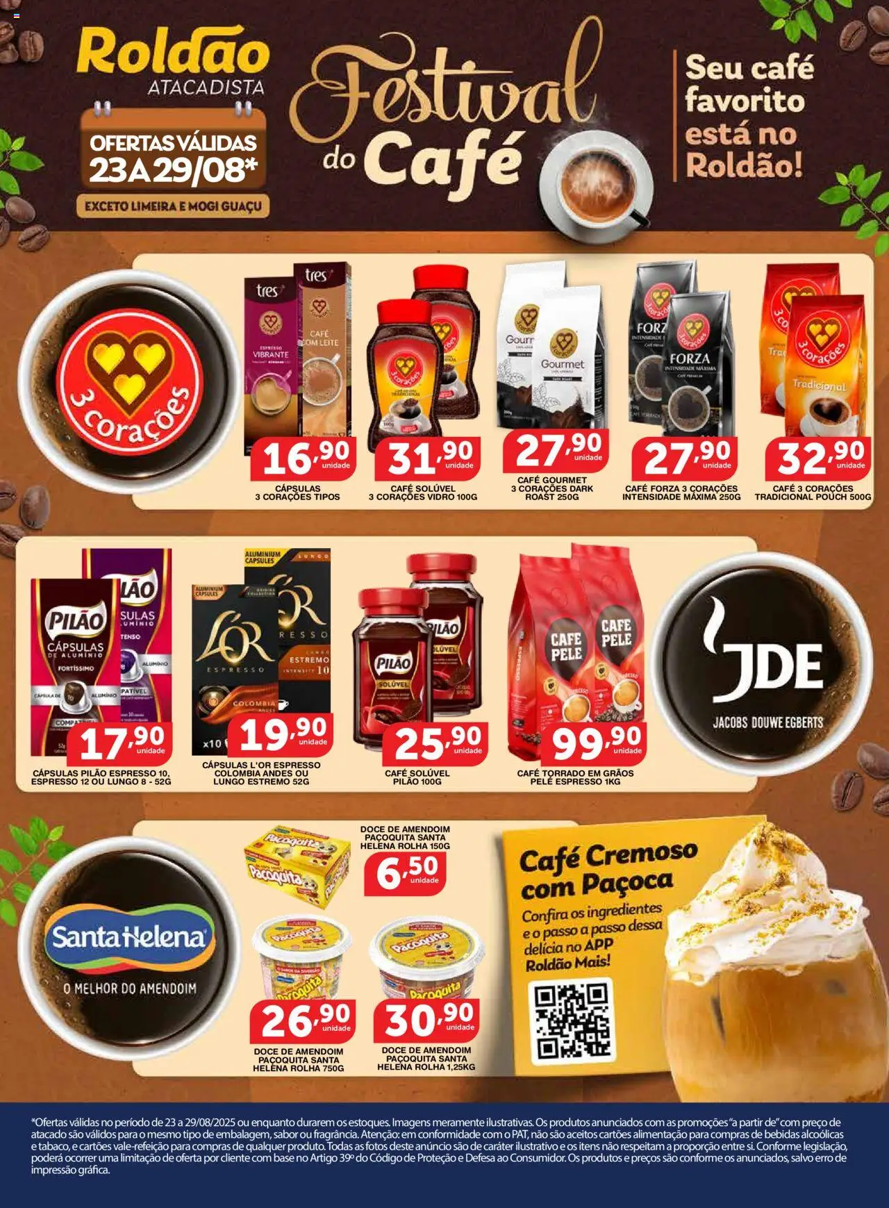 Roldão Folheto - válido de 23.08.2025 | Página: 1 | Produtos: Amendoim, Leite, Paçoca, Café solúvel