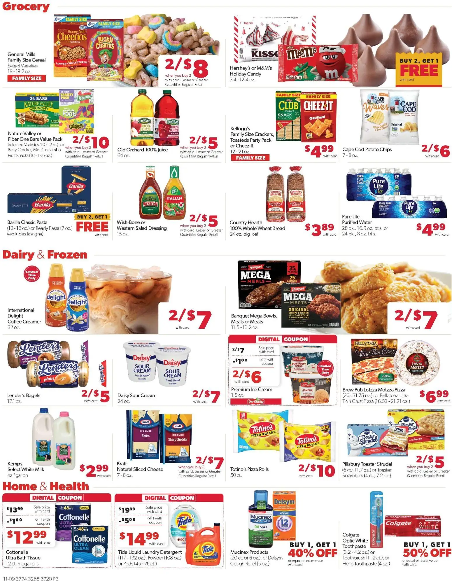 Family Fare Weekly Ad - IA - valid from 09.11.2025 | Page: 4 | Products: Bread, Coffee, Pizza, Pasta