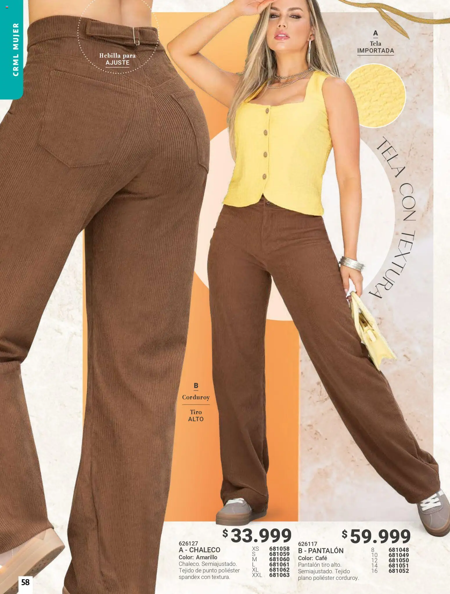 Carmel revista - valida desde el 01.04.2026 | Página: 58 | Productos: Hebilla, Chaleco, Café