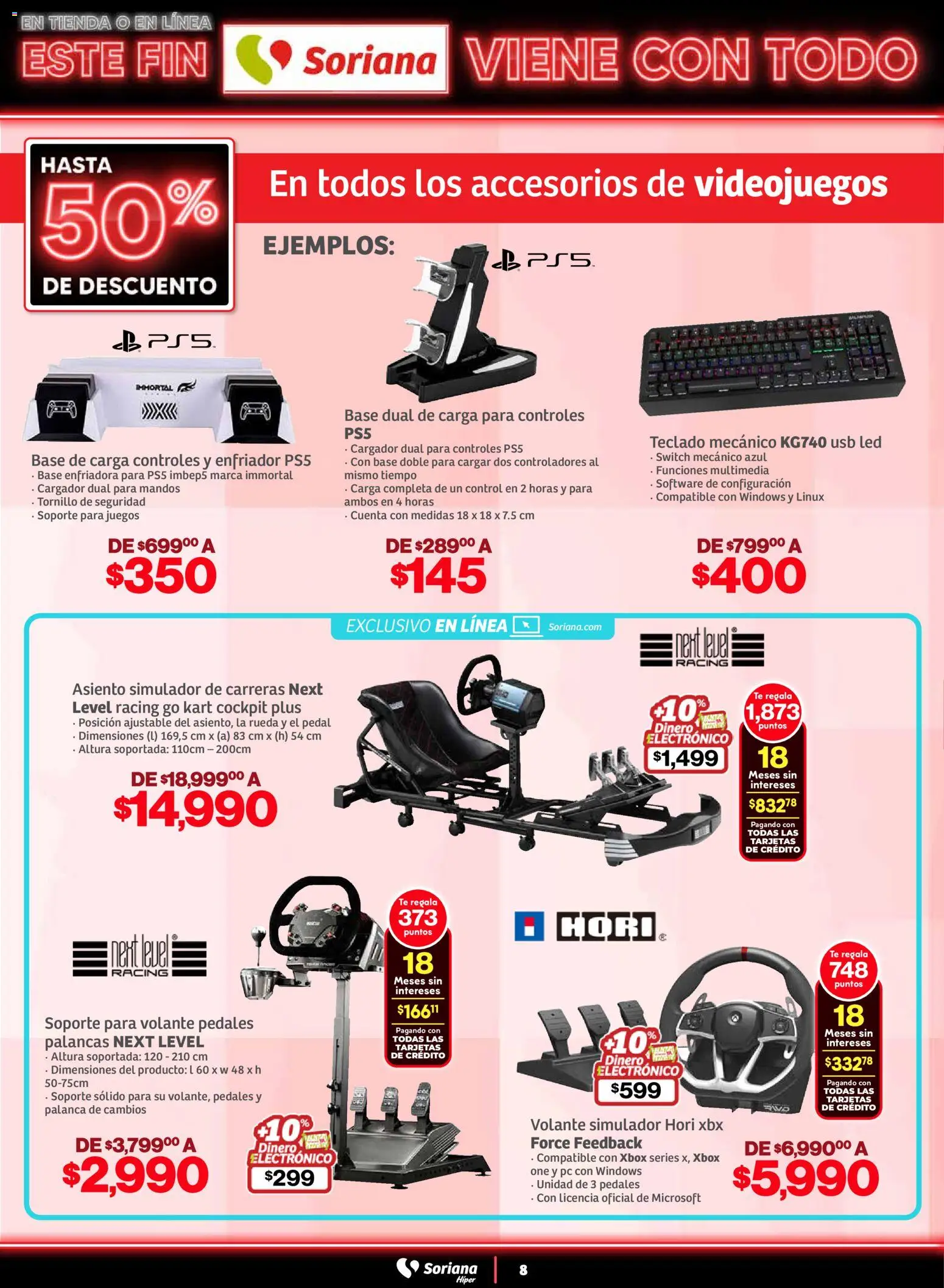 Nuevas ofertas de Soriana válidas en toda la República Mexicana desde el 05.11.2025. ¡Encuentra las mejores ofertas en Soriana - Este fin Soriana viene con todo Súper Nacional! | Página: 8 | Productos: Usb, Tornillo, Teclado, Xbox