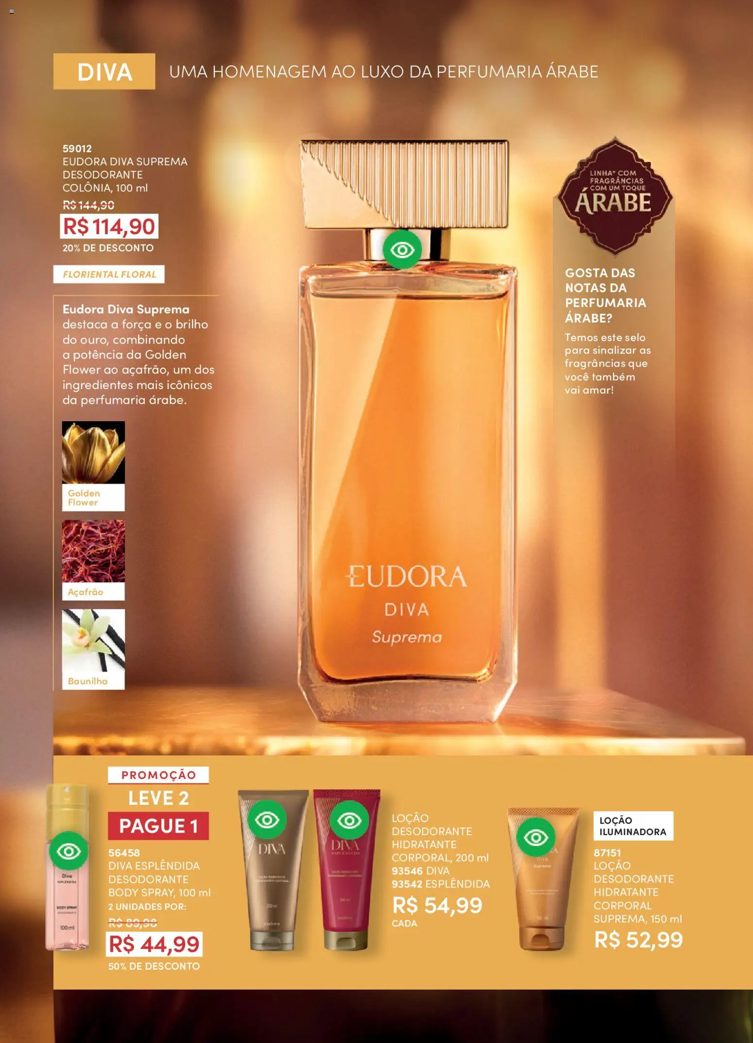 Eudora Folheto - válido de 19.02.2026 | Página: 98 | Produtos: Açafrão, Desodorante, Body