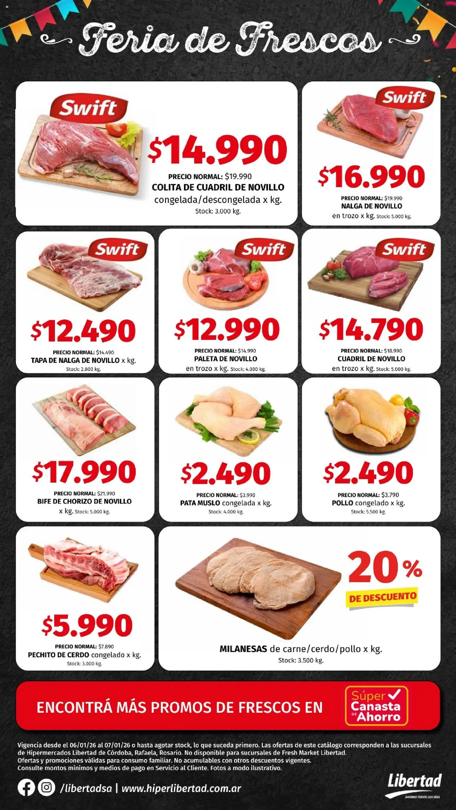 Hipermercado Libertad - FERIA CENTRO │ válido desde el 06.01.2026 | Página: 2 | Productos: Pollo, Chorizo, Cerdo, Canasta