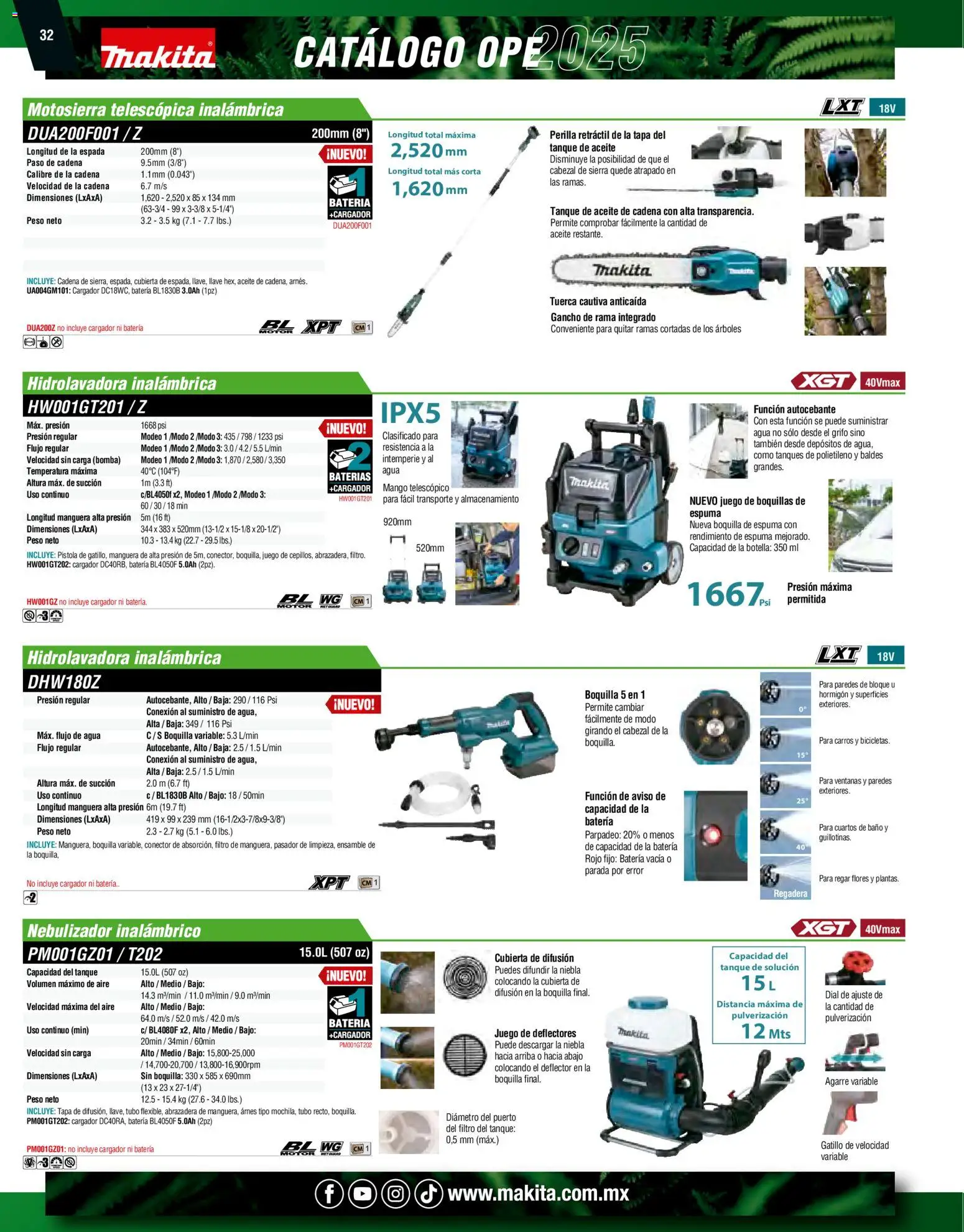 Nuevas ofertas de Makita válidas en toda la República Mexicana desde el 07.10.2024. ¡Encuentra las mejores ofertas en Makita catálogo Ope! | Página: 32 | Productos: Manguera, Taza, Agua, Batería