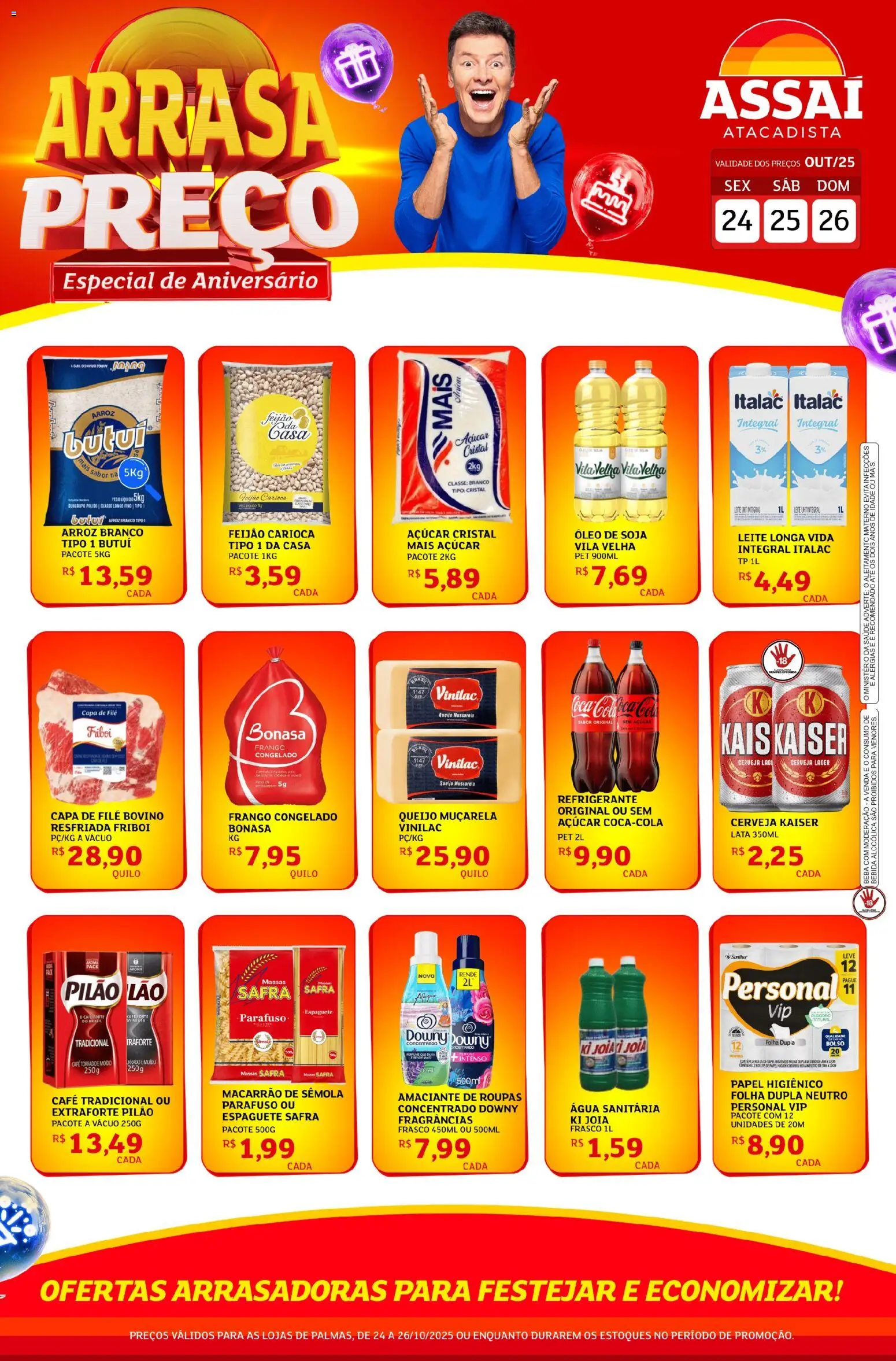 Assaí Atacadista Folheto - válido de 24.10.2025 | Página: 1 | Produtos: Queijo, Arroz, Bebida, Soja