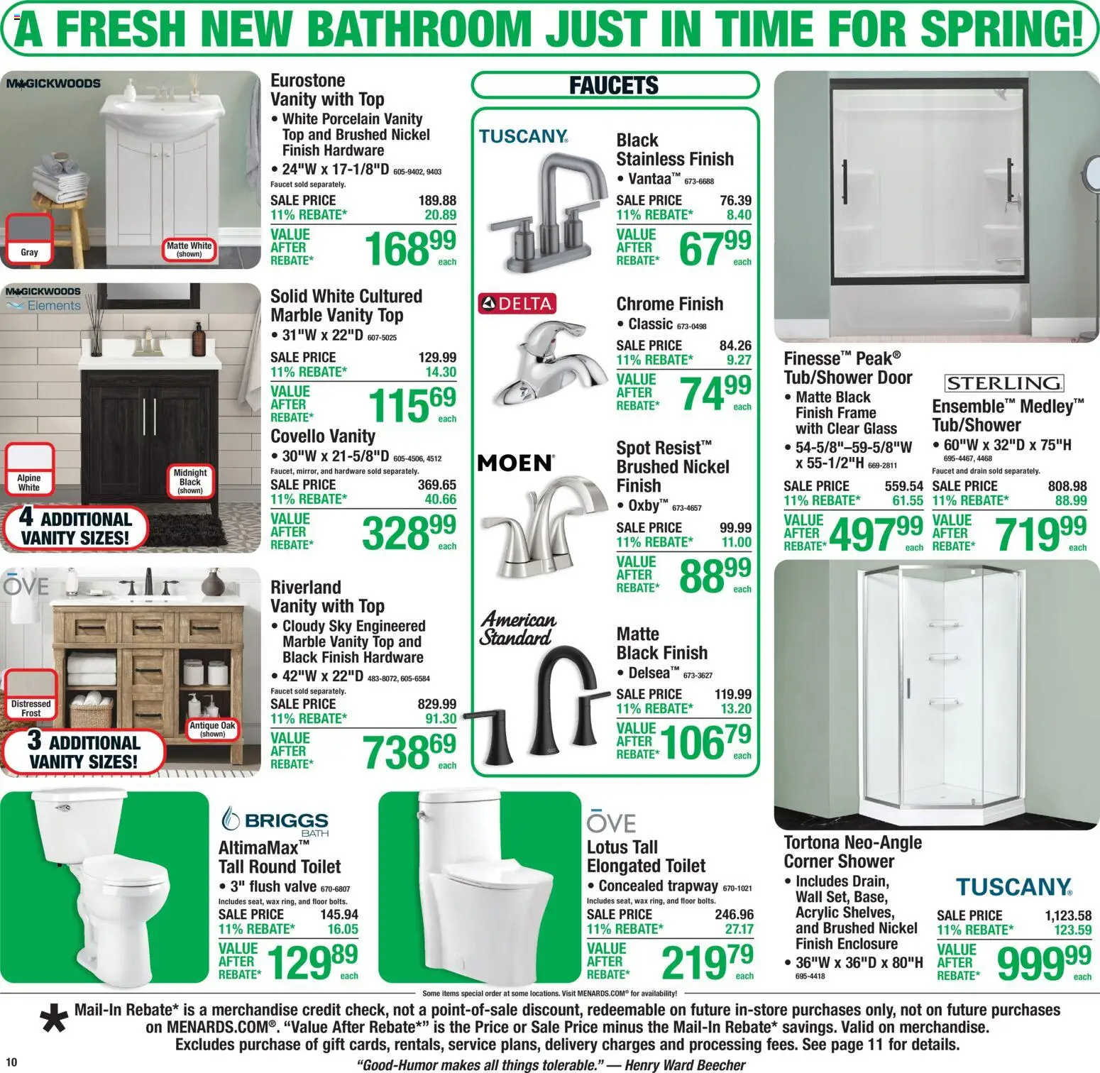 Menards Weekly Ad - valid from 18.03.2026 | Page: 18 | Products: Shower, Acrylic