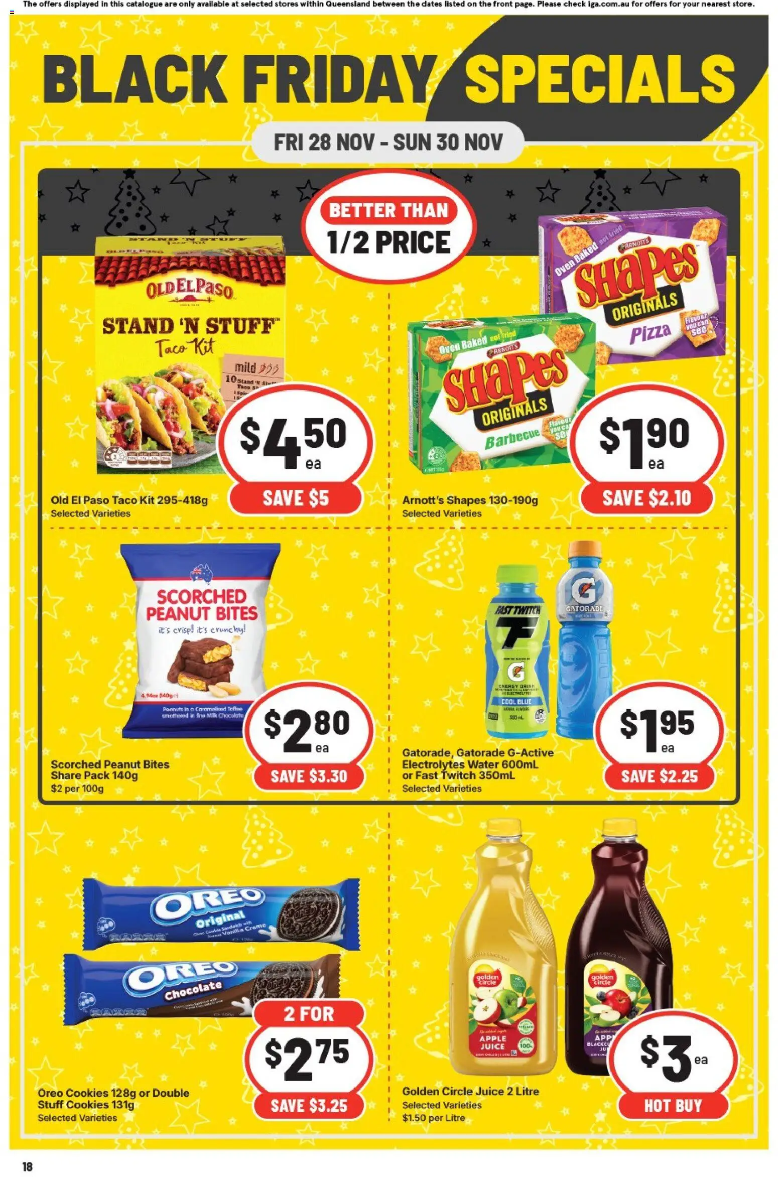 IGA catalogue - valid from 28.11.2025 | Page: 3 | Products: Chocolate, Pizza, Juice, Peanuts
