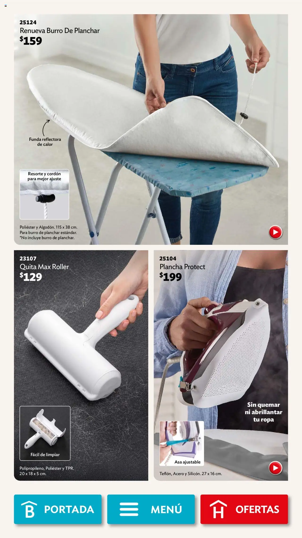 Nuevas ofertas de Betterware válidas en toda la República Mexicana desde el 29.09.2025. ¡Encuentra las mejores ofertas en Betterware - Campaña 10 2025! | Página: 96 | Productos: Burro de planchar, Funda, Plancha, Ropa