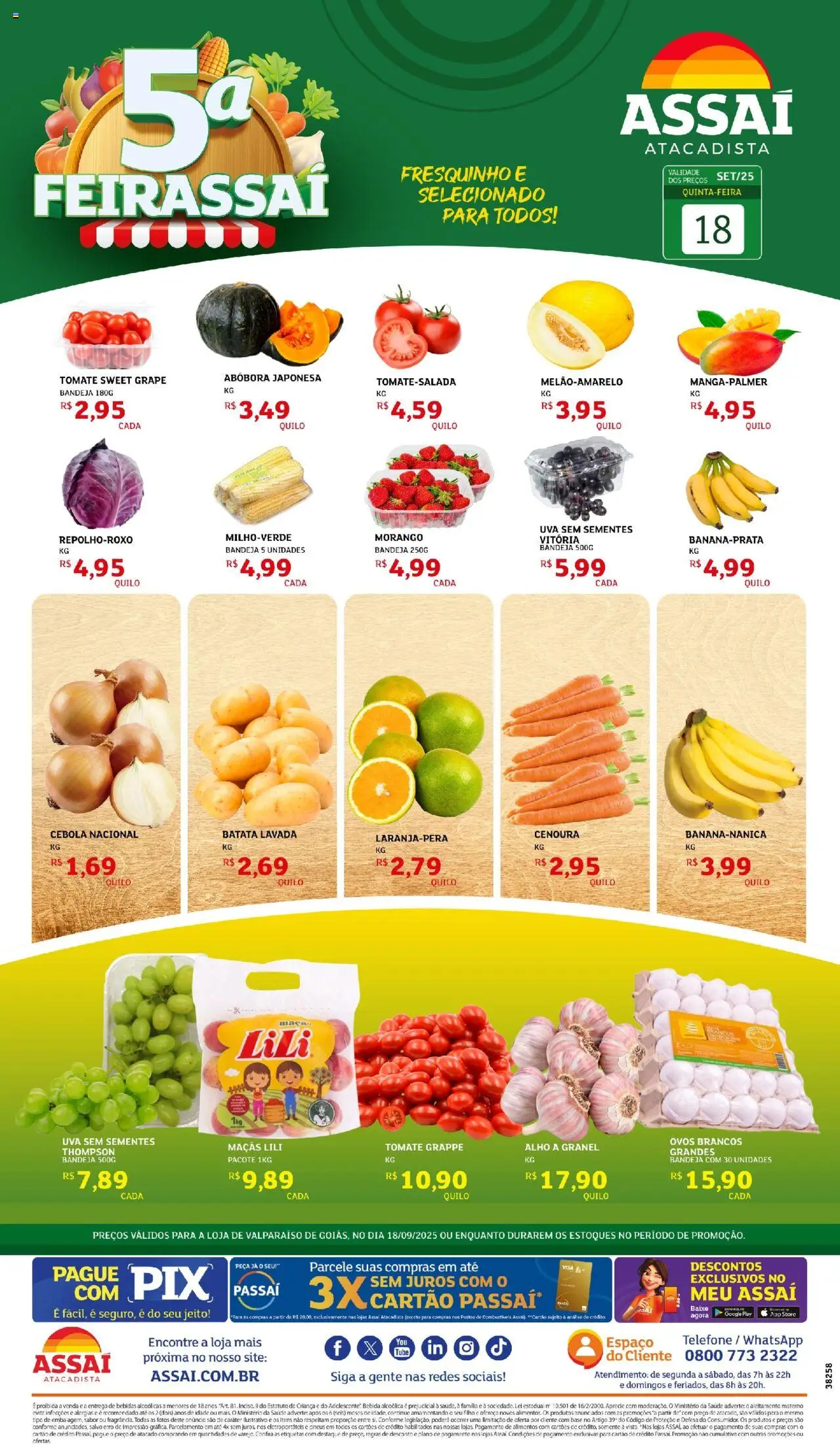 Assaí Atacadista Folheto - válido de 18.09.2025 | Página: 1 | Produtos: Cebola, Base, Batata, Telefone