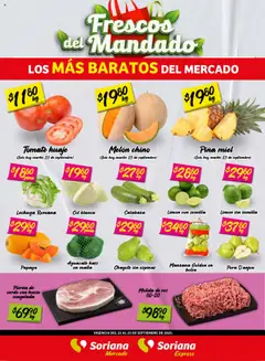 Vista previa de Soriana - Frescos del Mandado Mercado: Ags, Nay, Jal, Qro, Col, Mich, Gto, Hgo, Tlax, Mor, Pue, Gro, Oax, Edo. de Mex, CDMX, ZacySLP, nuevo folleto de la tienda, válido en México a partir del 23.09.2025